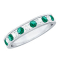 Lab Grown Emerald Ring – Half Eternity Band With Channel Setting & Diamond Gift