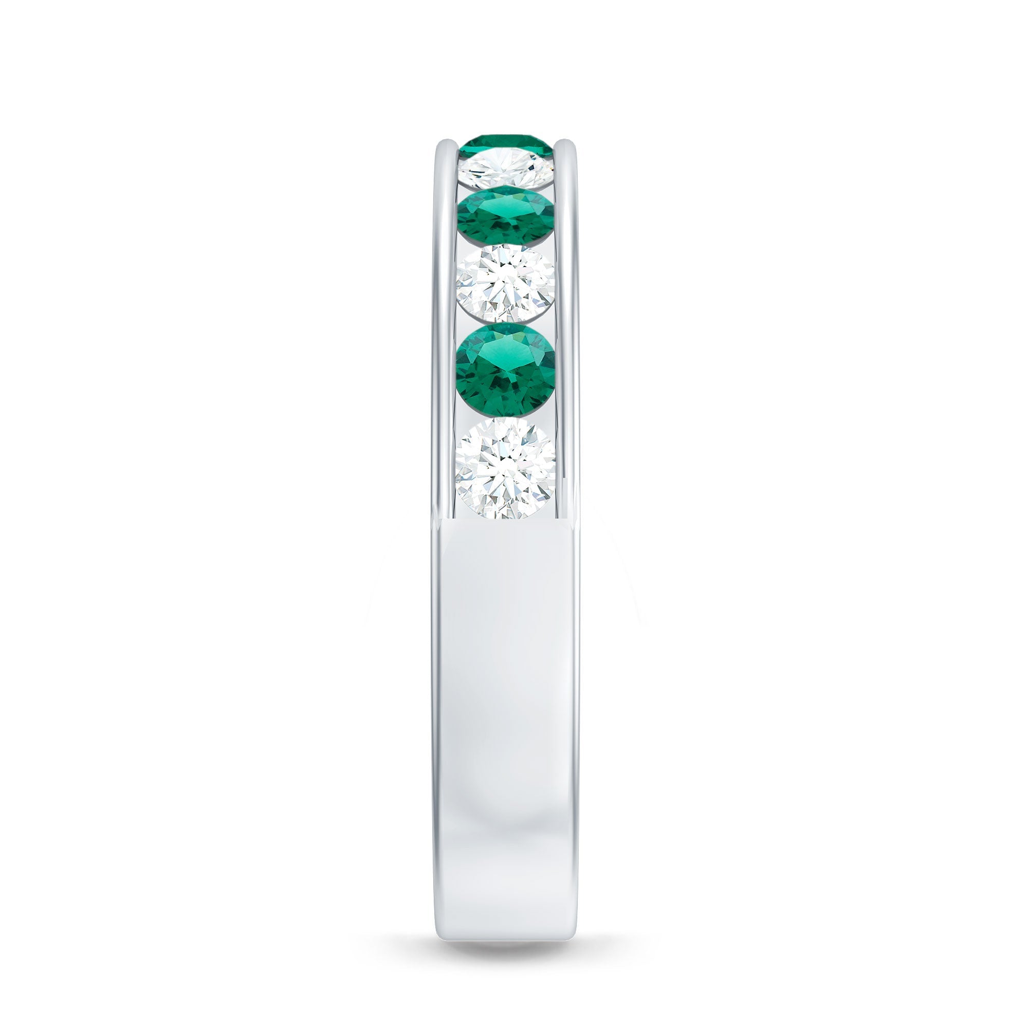 Lab Grown Emerald Ring – Half Eternity Band With Channel Setting & Diamond Gift