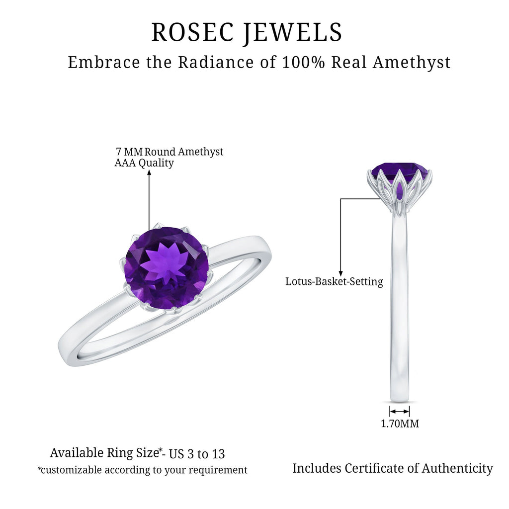 1.2 Carat Amethyst Solitaire Engagement Ring for Women