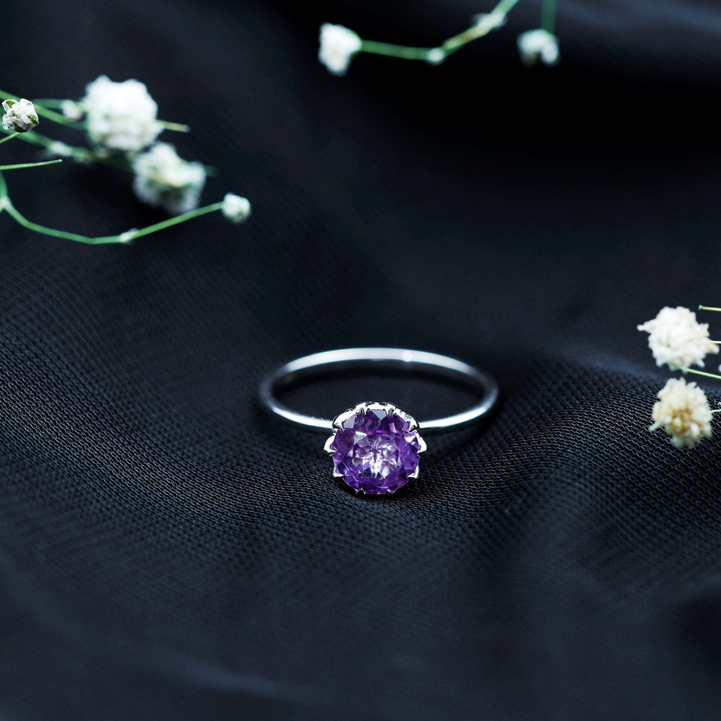 1.2 Carat Amethyst Solitaire Engagement Ring for Women