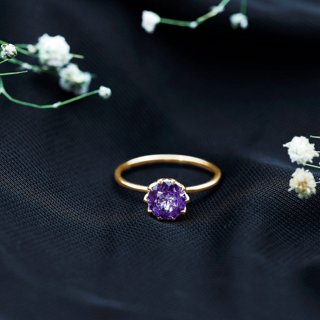 1.2 Carat Amethyst Solitaire Engagement Ring for Women
