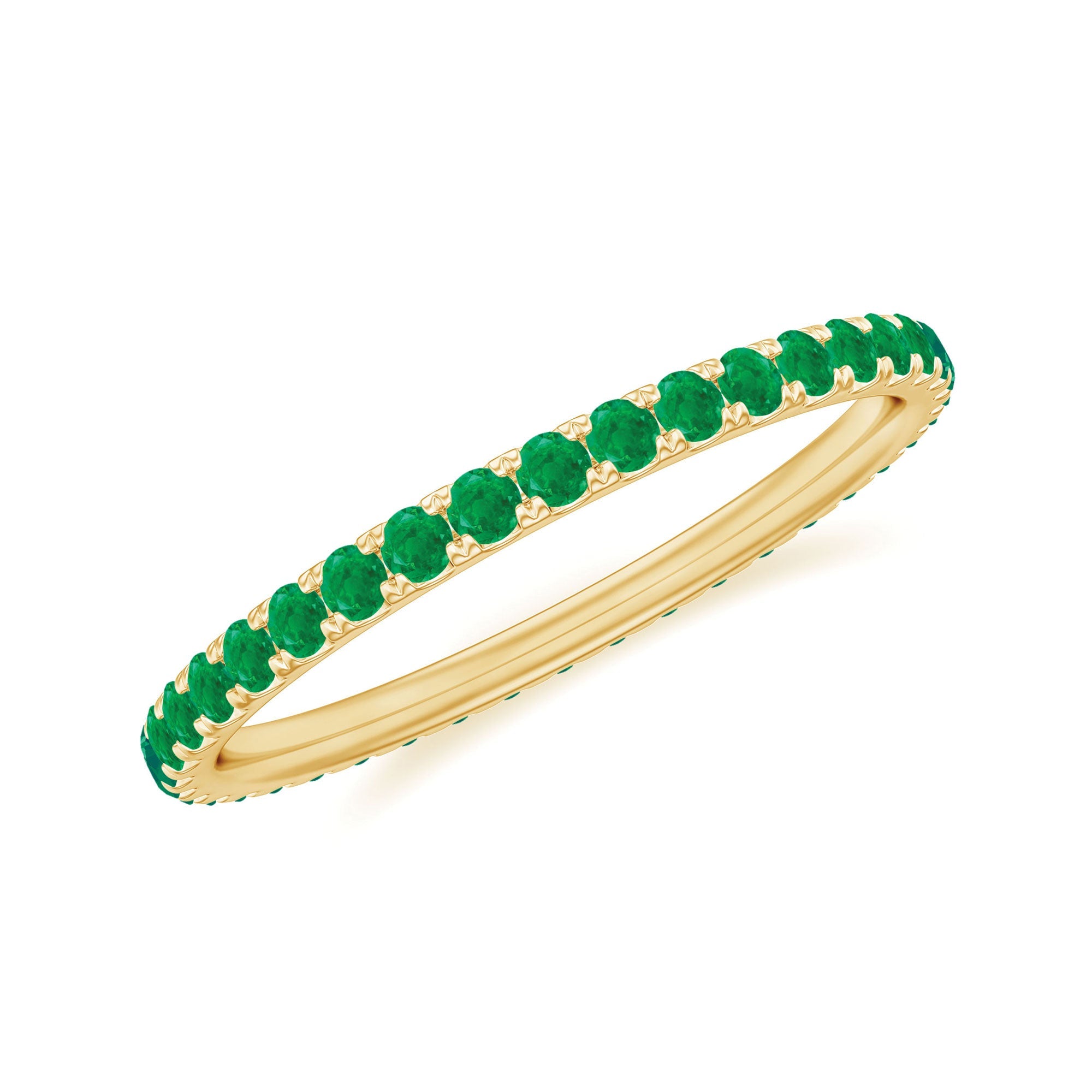 Emerald Eternity Ring – Slim Stackable Green Gemstone Band for Women | AAA Quality