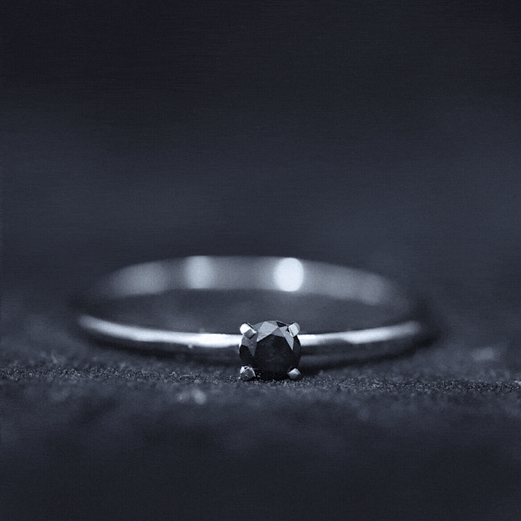 Simple Black Onyx Solitaire Promise Ring for Women