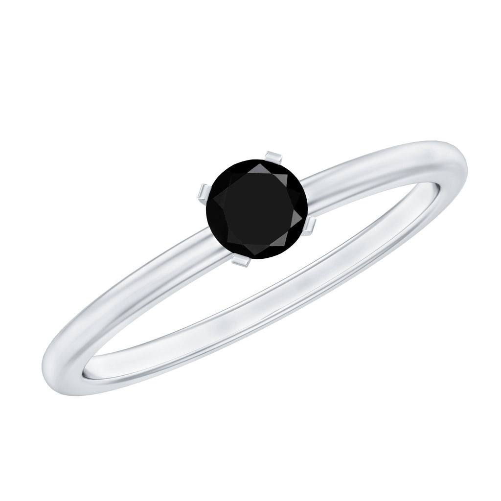 Simple Black Onyx Solitaire Promise Ring for Women