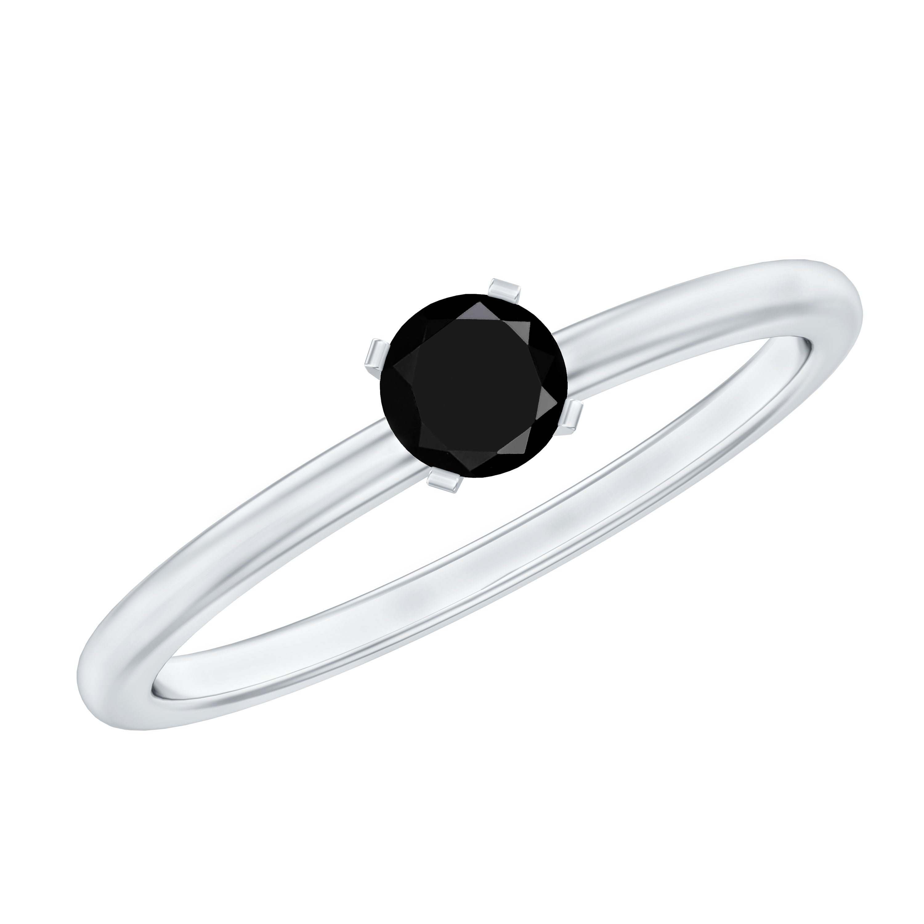 Simple Black Onyx Solitaire Promise Ring for Women