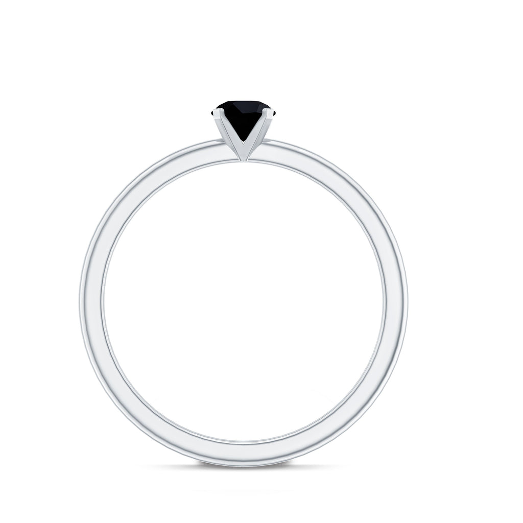 Simple Black Onyx Solitaire Promise Ring for Women
