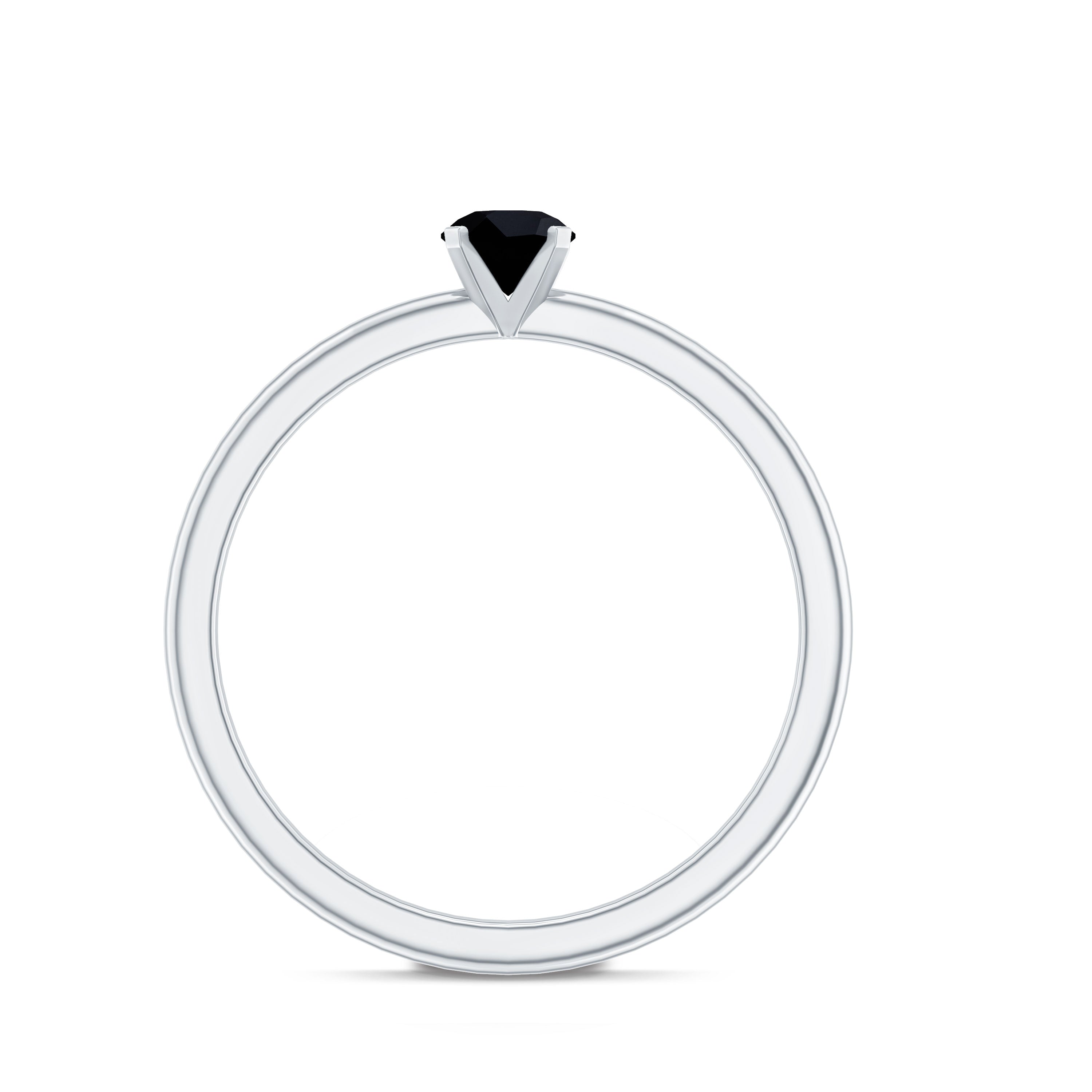 Simple Black Onyx Solitaire Promise Ring for Women