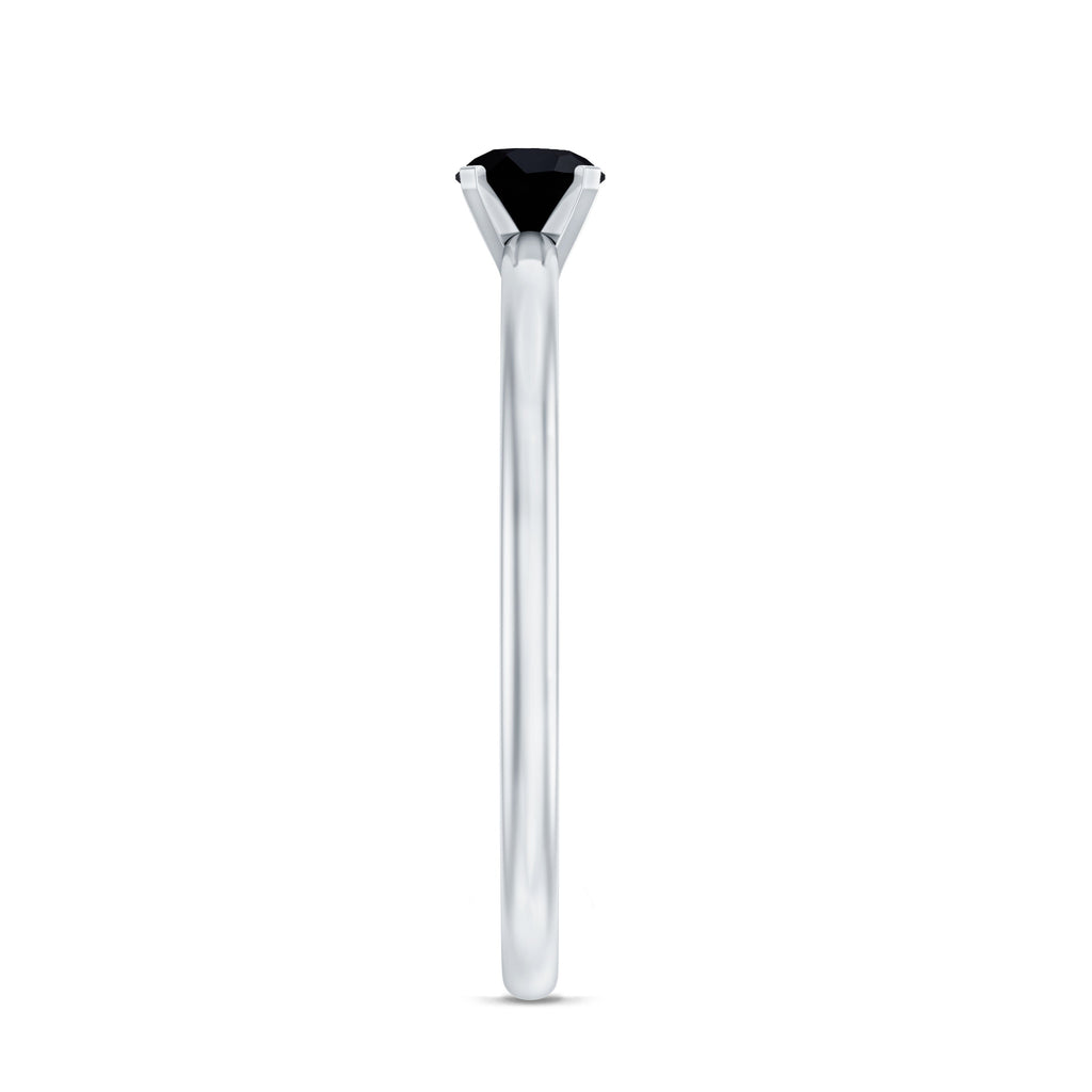 Simple Black Onyx Solitaire Promise Ring for Women