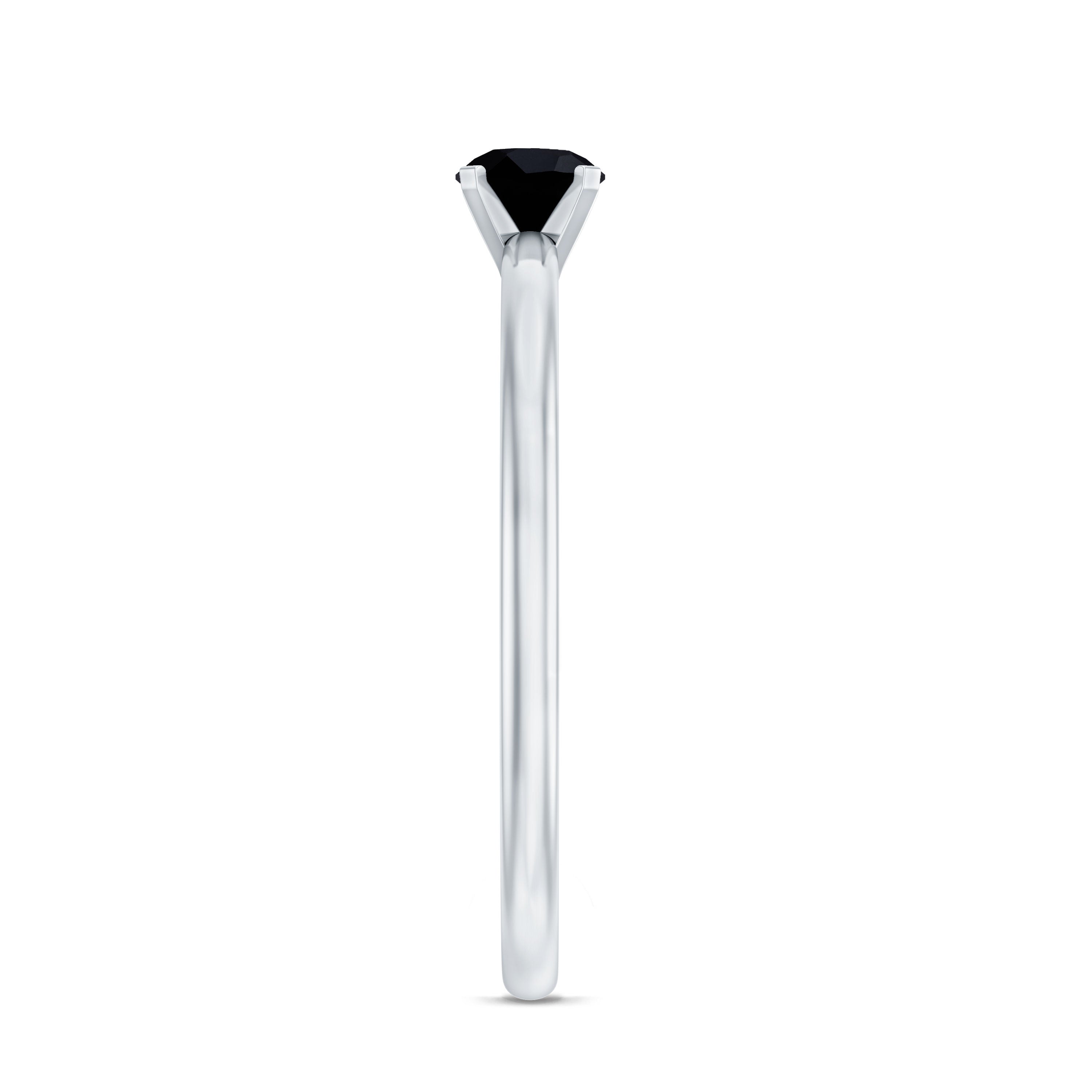 Simple Black Onyx Solitaire Promise Ring for Women