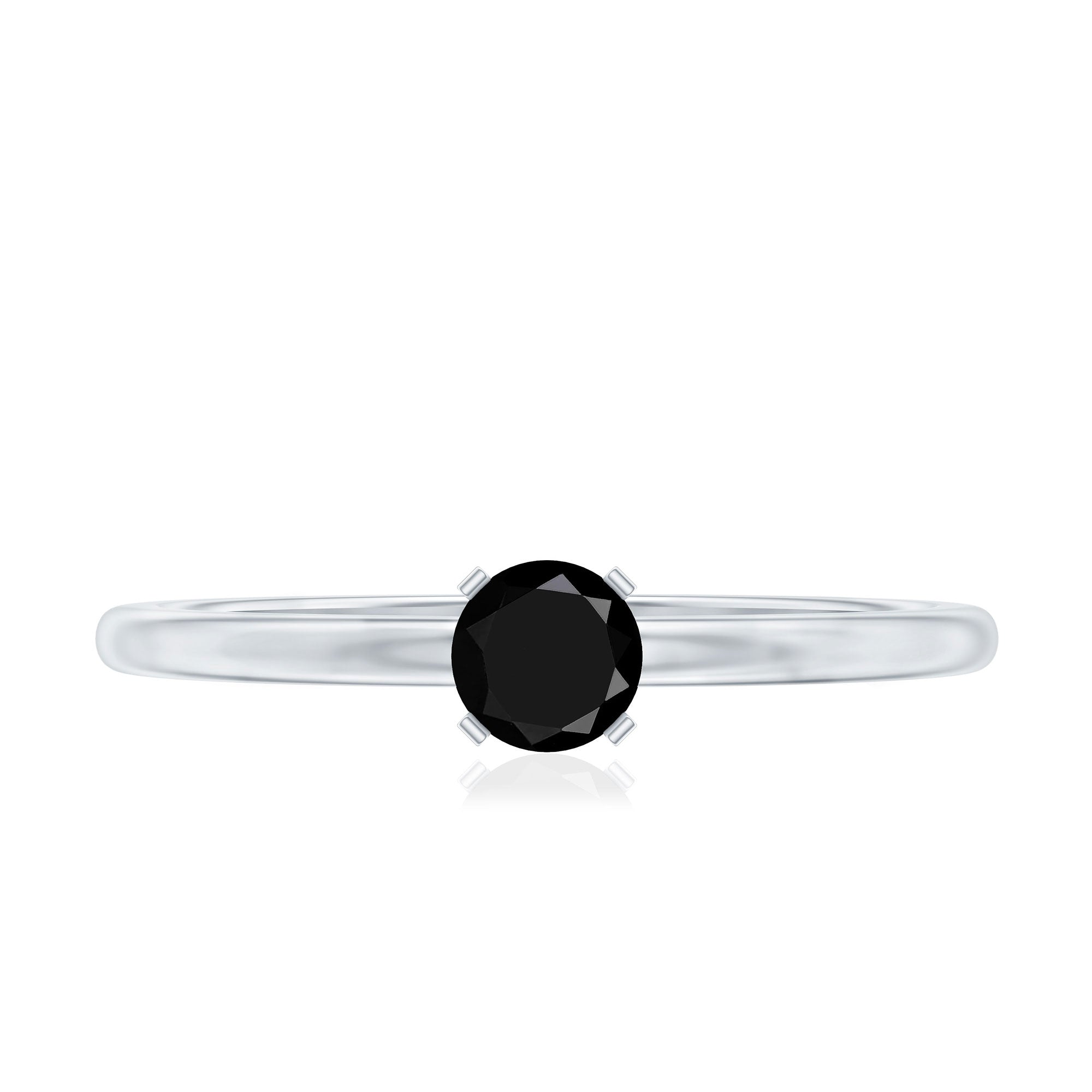 Simple Black Onyx Solitaire Promise Ring for Women