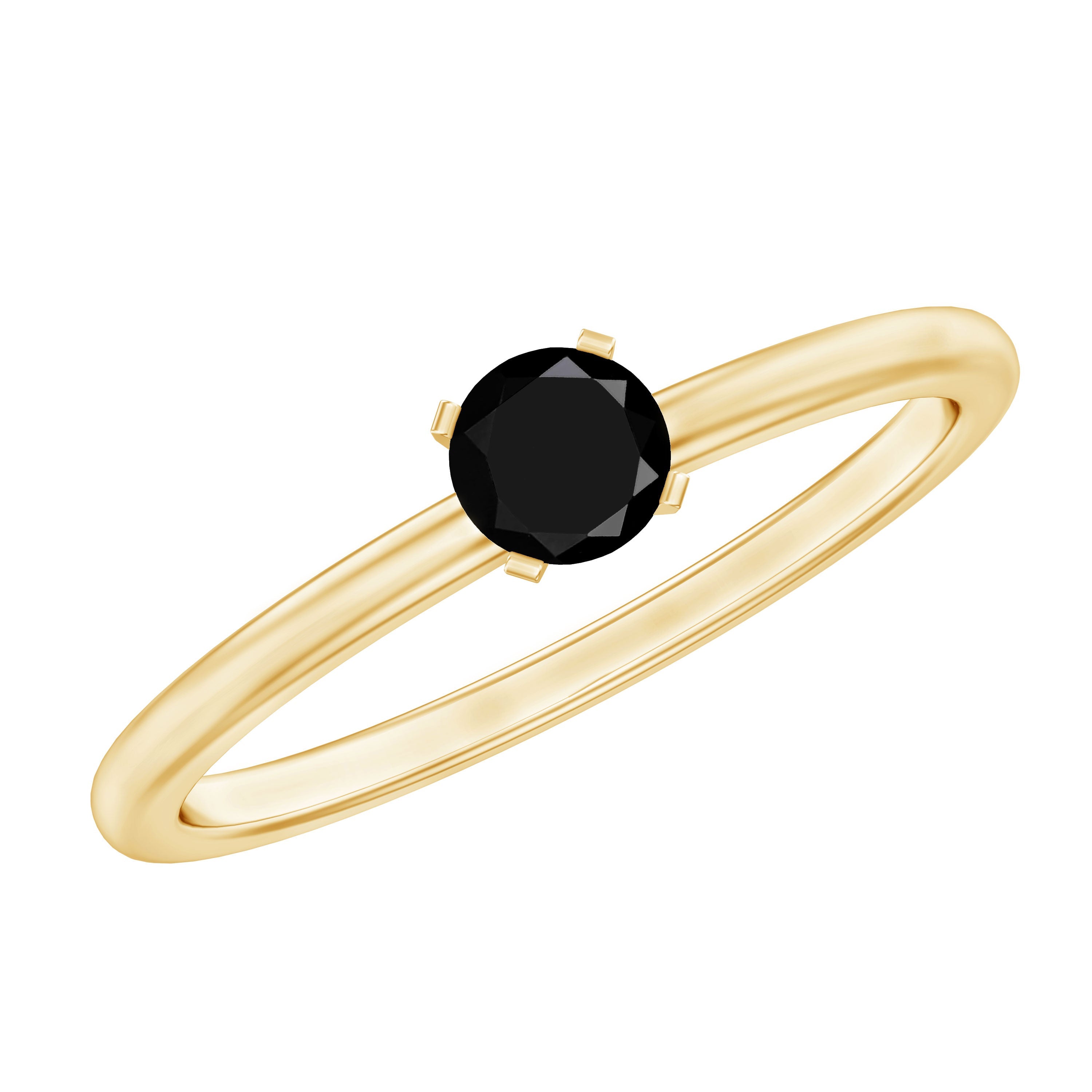 Simple Black Onyx Solitaire Promise Ring for Women