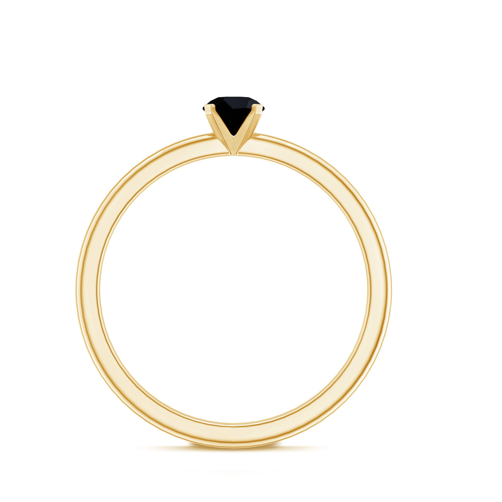 Simple Black Onyx Solitaire Promise Ring for Women
