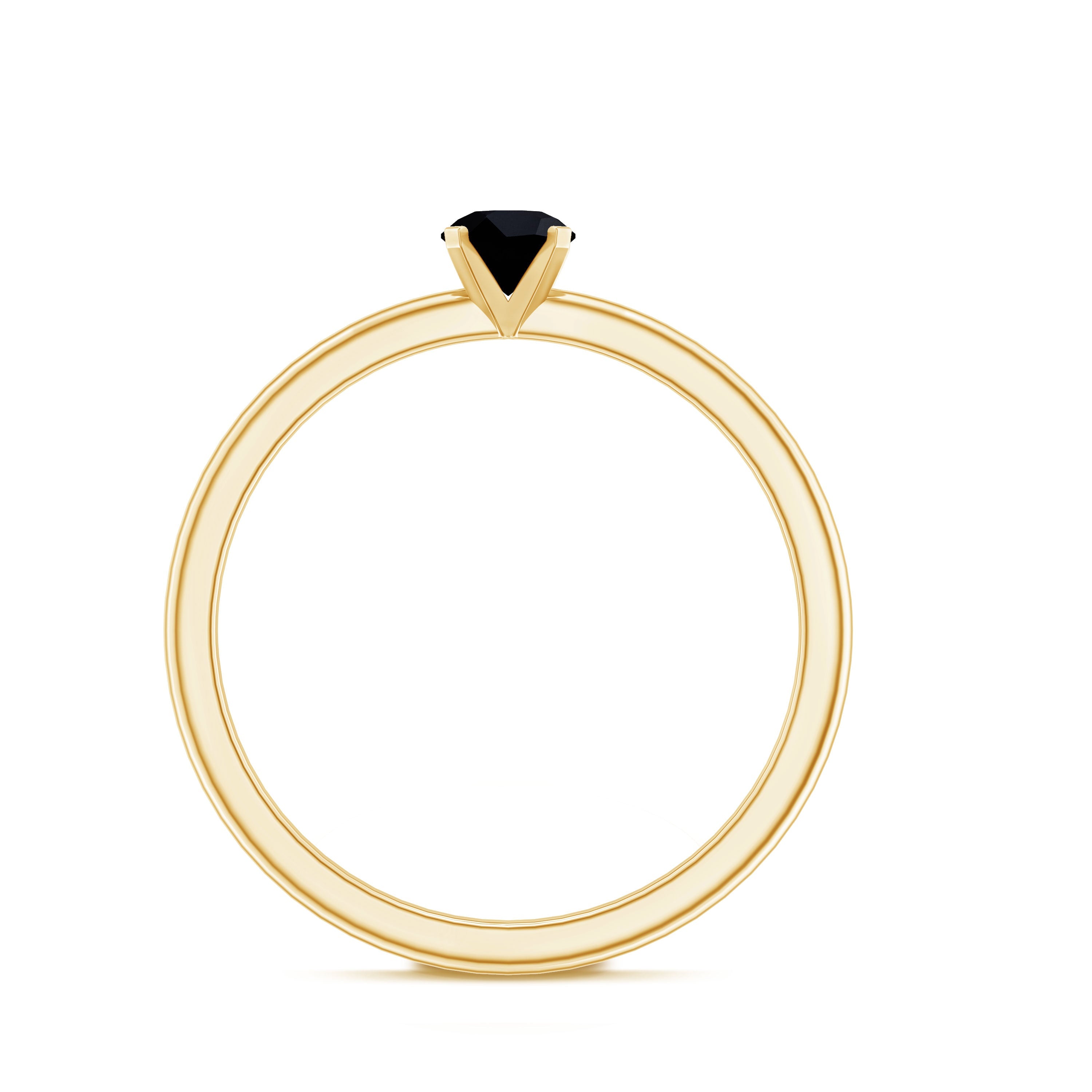 Simple Black Onyx Solitaire Promise Ring for Women