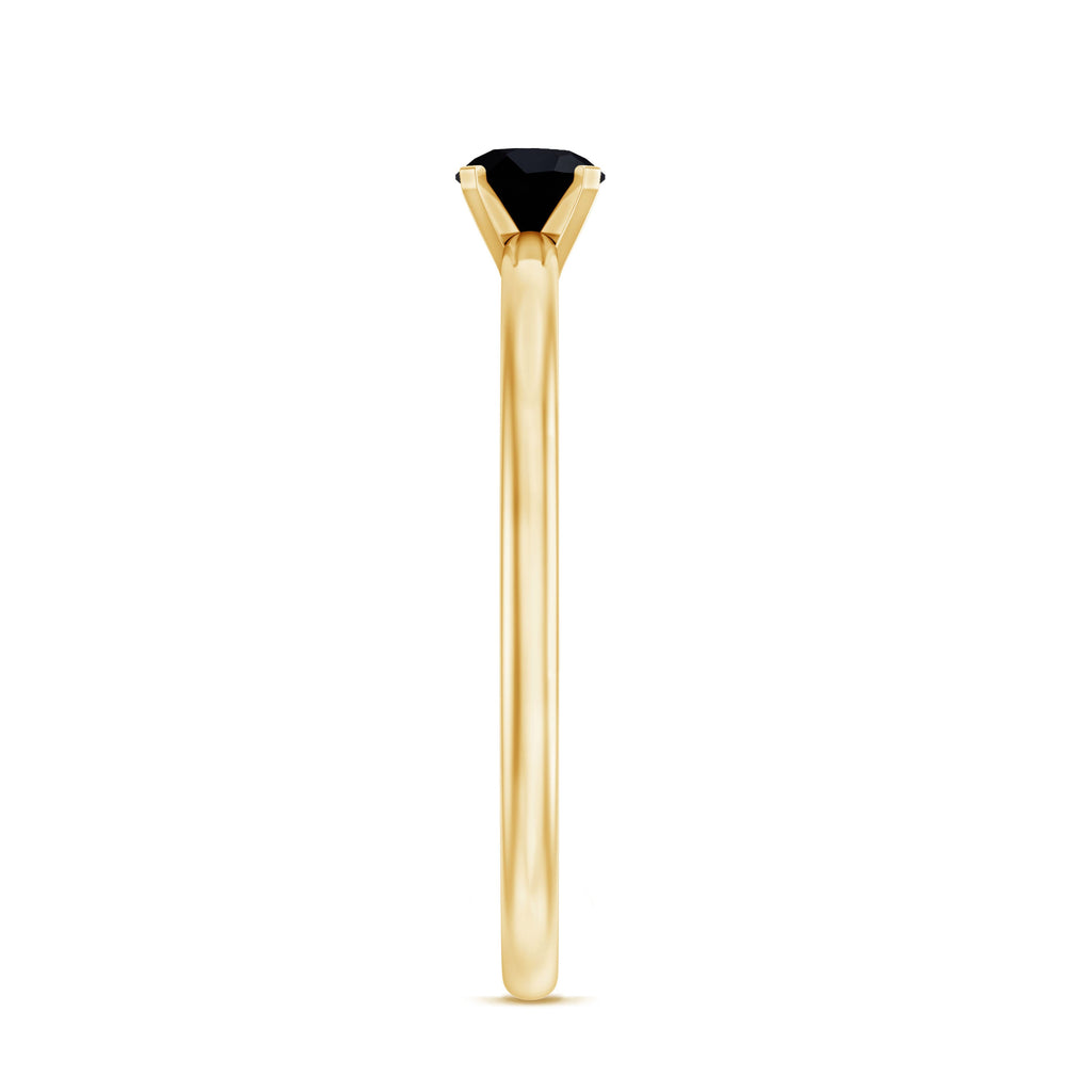 Simple Black Onyx Solitaire Promise Ring for Women