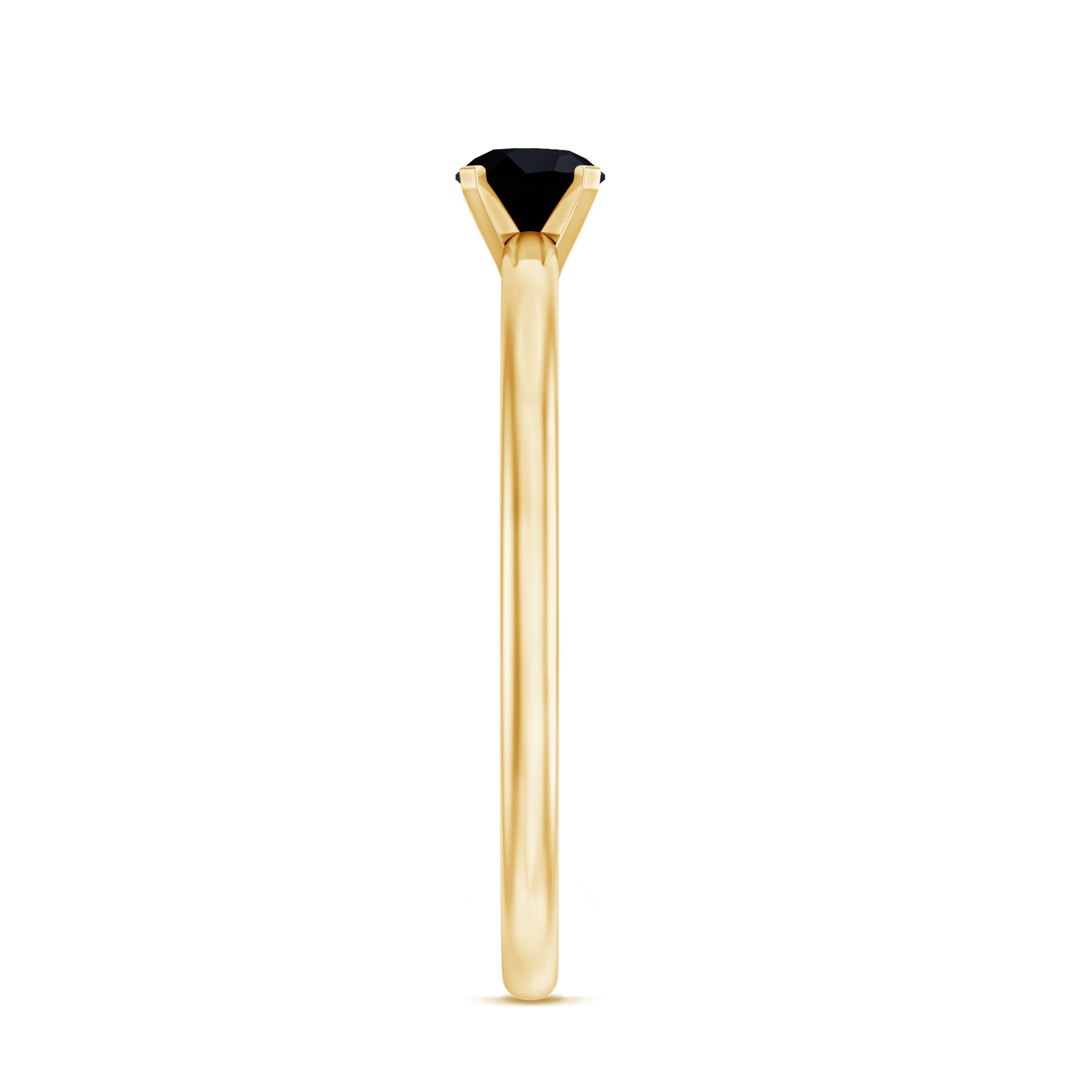 Simple Black Onyx Solitaire Promise Ring for Women