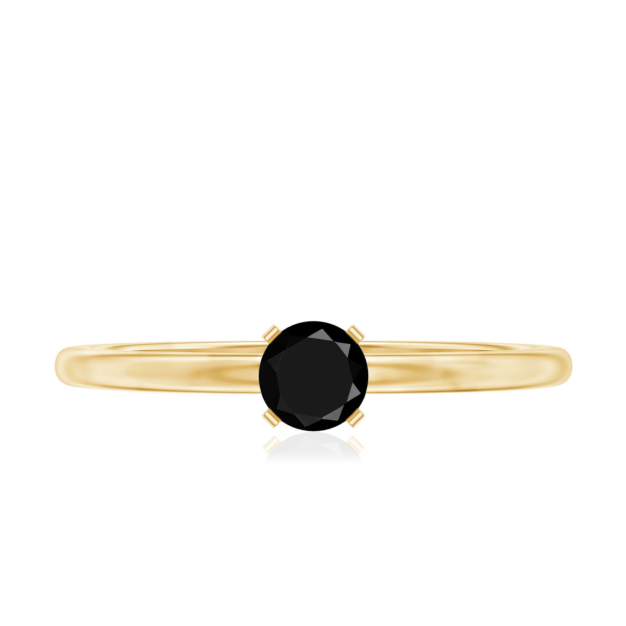 Simple Black Onyx Solitaire Promise Ring for Women