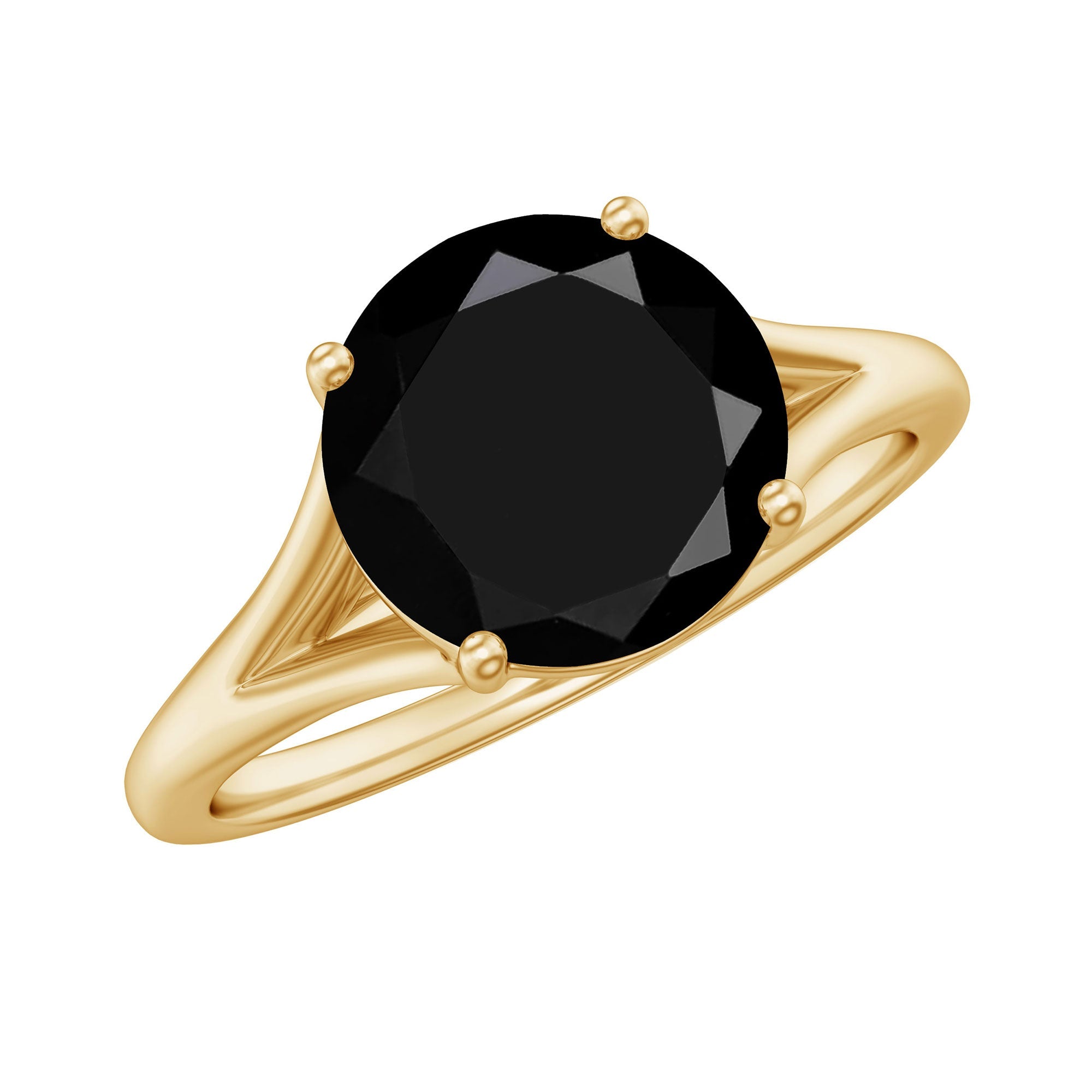 Real 2 Carat Black Onyx Solitaire Ring with Hidden Moissanite