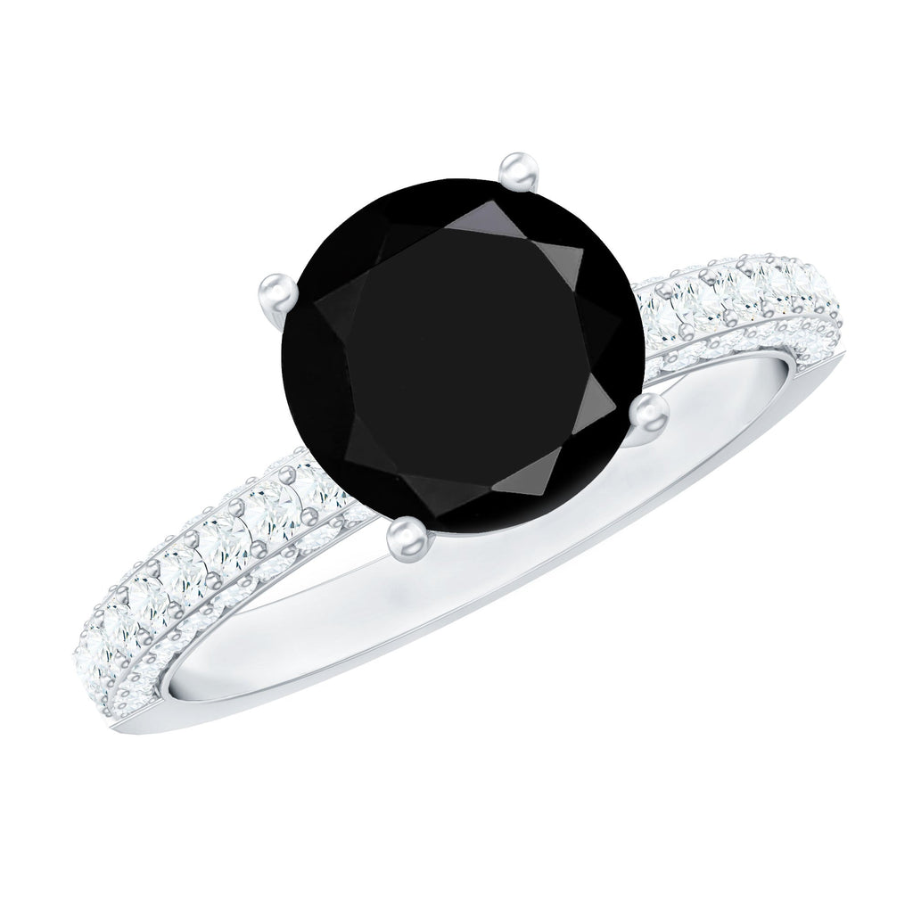 2 Carat Solitaire Black Onyx Engagement Ring with Moissanite