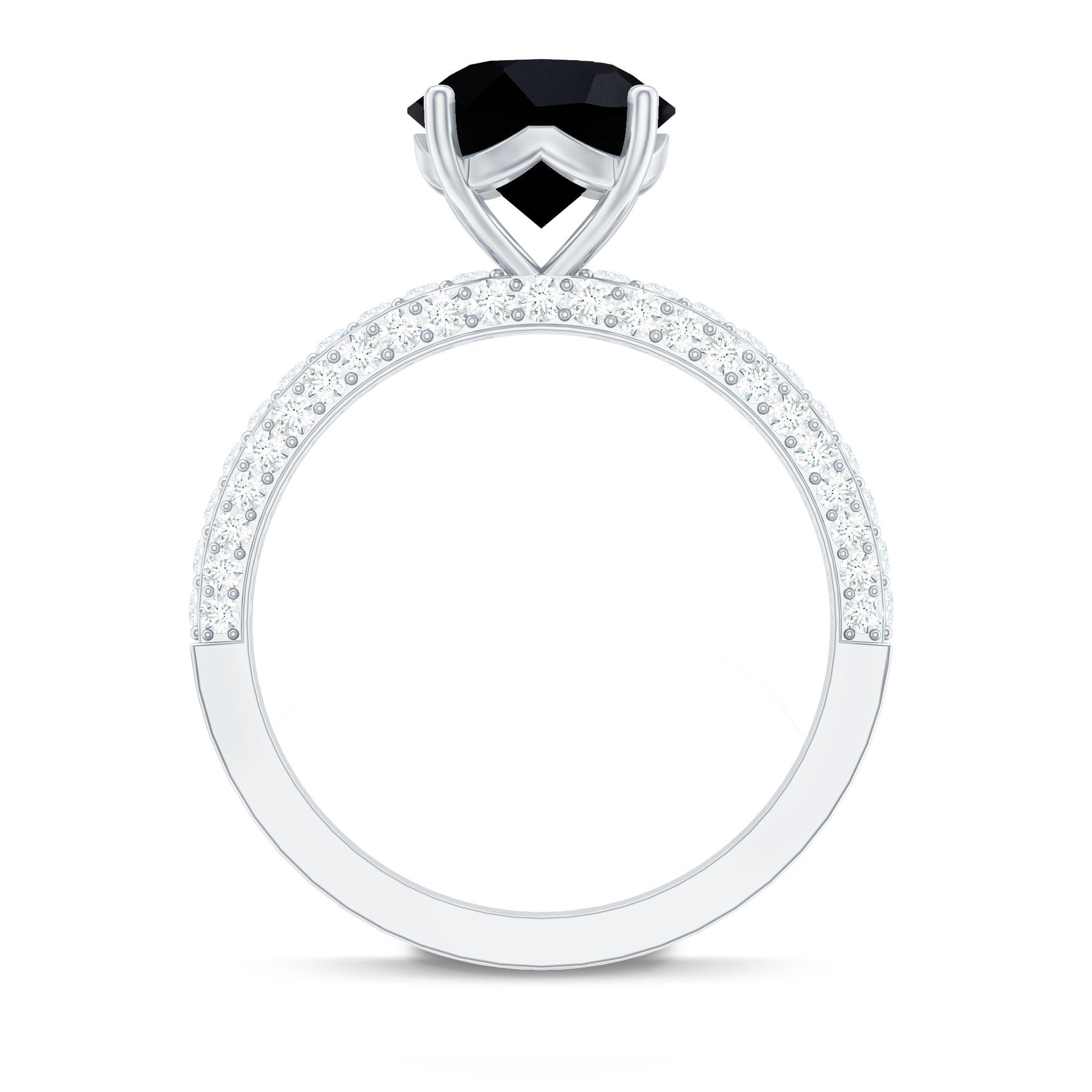 2 Carat Solitaire Black Onyx Engagement Ring with Moissanite
