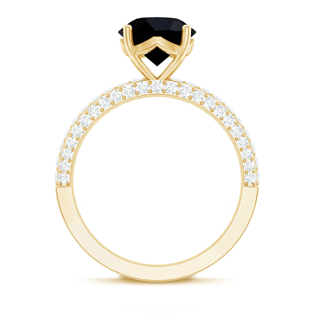 2 Carat Solitaire Black Onyx Engagement Ring with Moissanite
