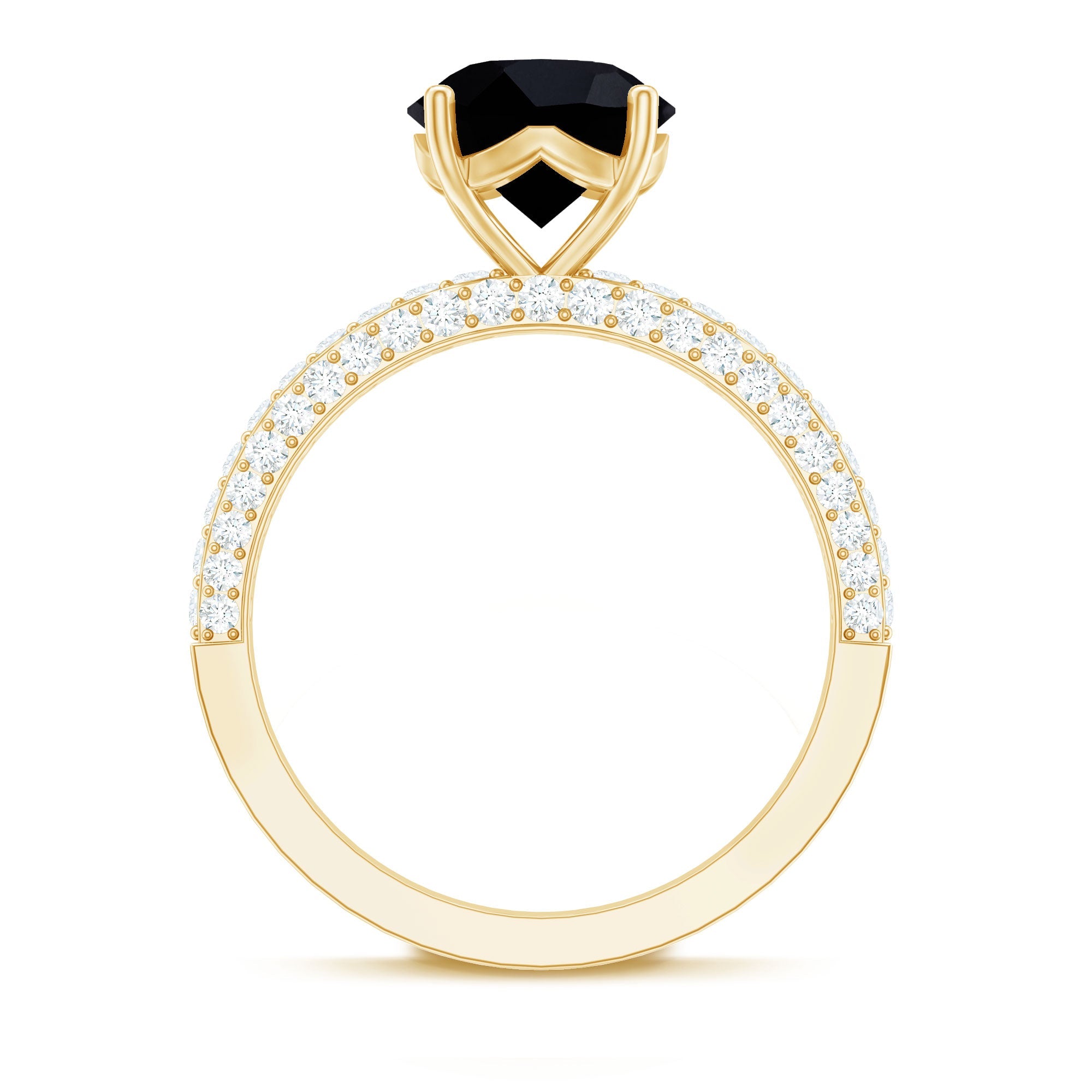 2 Carat Solitaire Black Onyx Engagement Ring with Moissanite