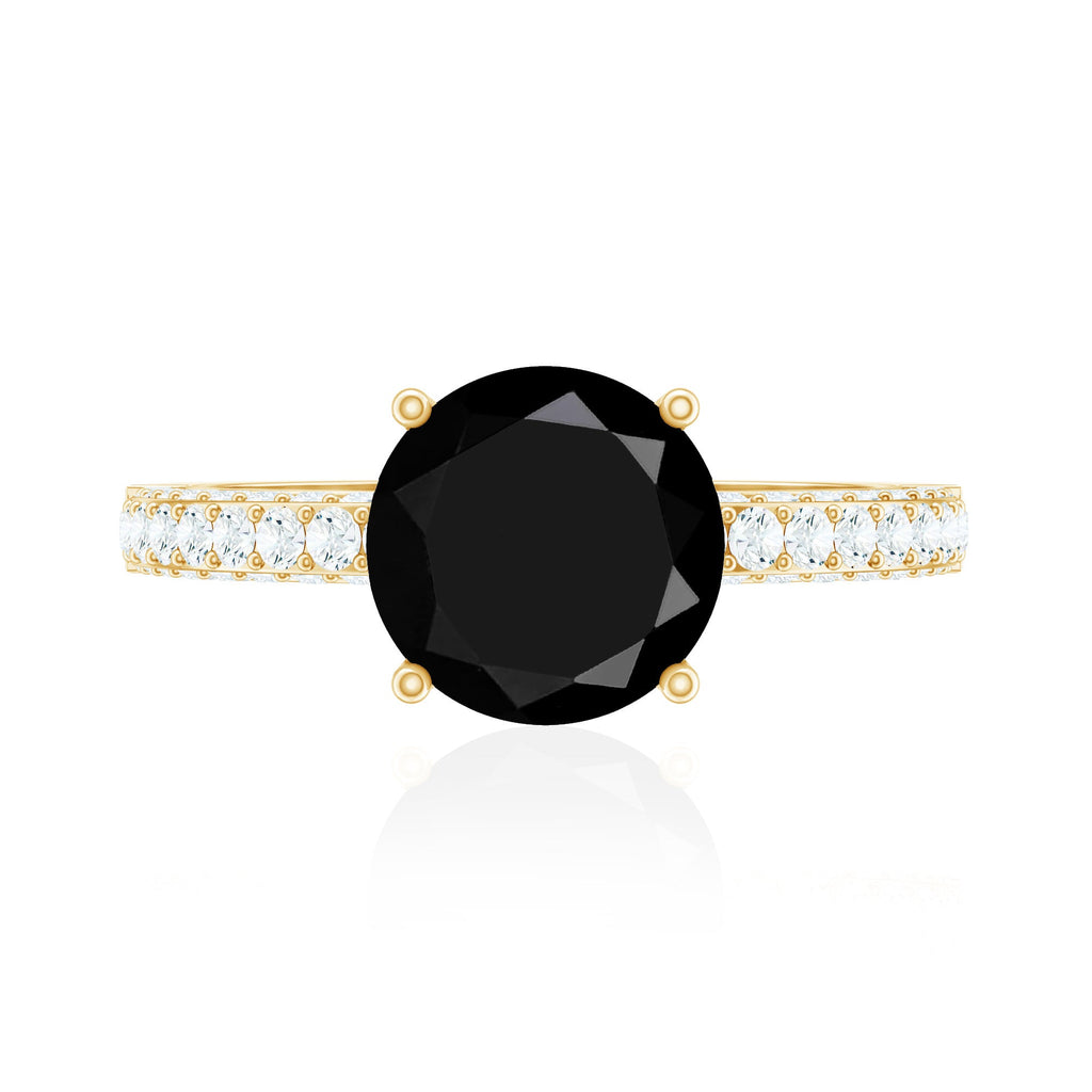 2 Carat Solitaire Black Onyx Engagement Ring with Moissanite
