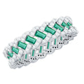 Lab Grown Emerald Wedding Band – Braided Ring Design with Moissanite Stones