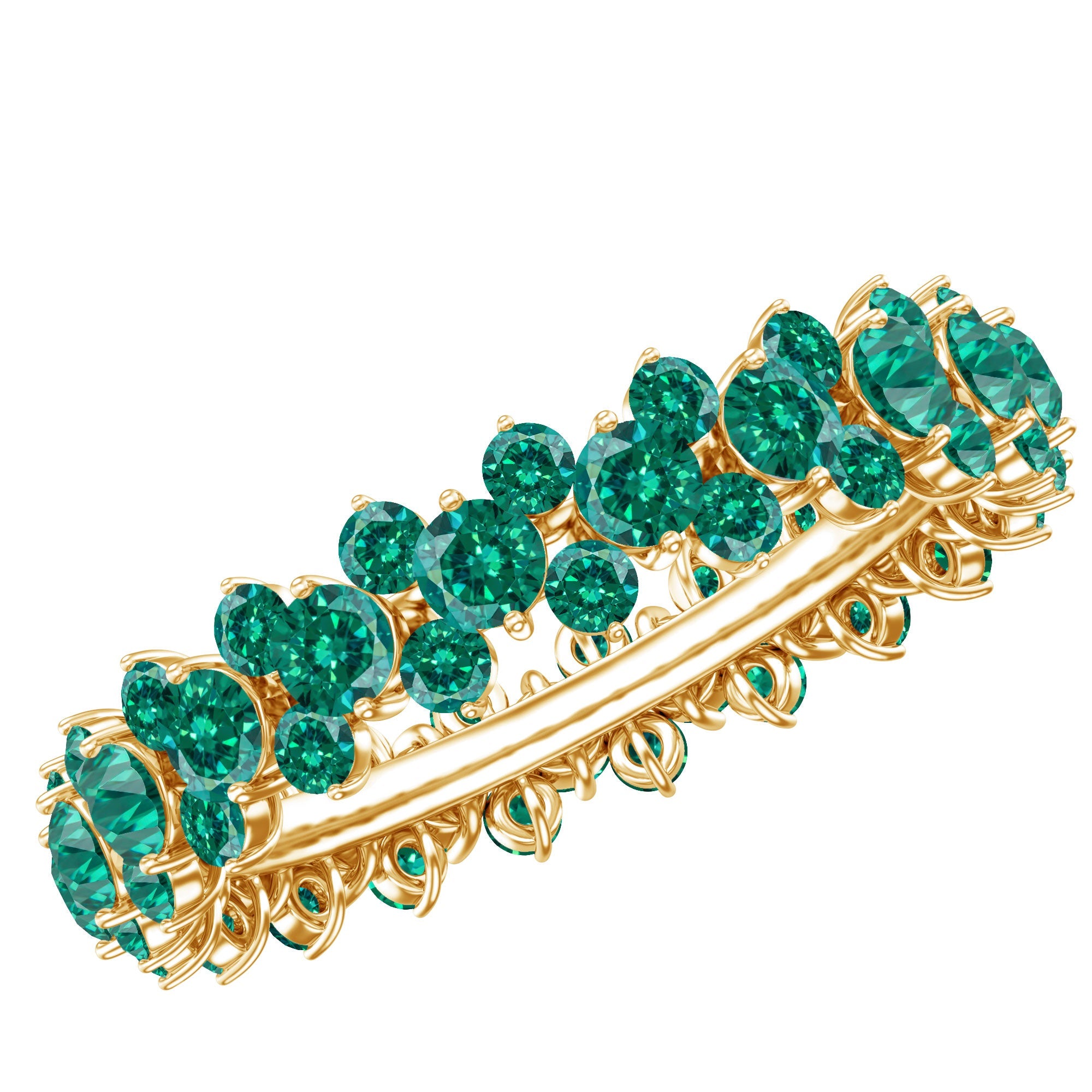 Lab Grown Emerald Ring – Emerald Eternity Band | Anniversary Gemstone Jewelry
