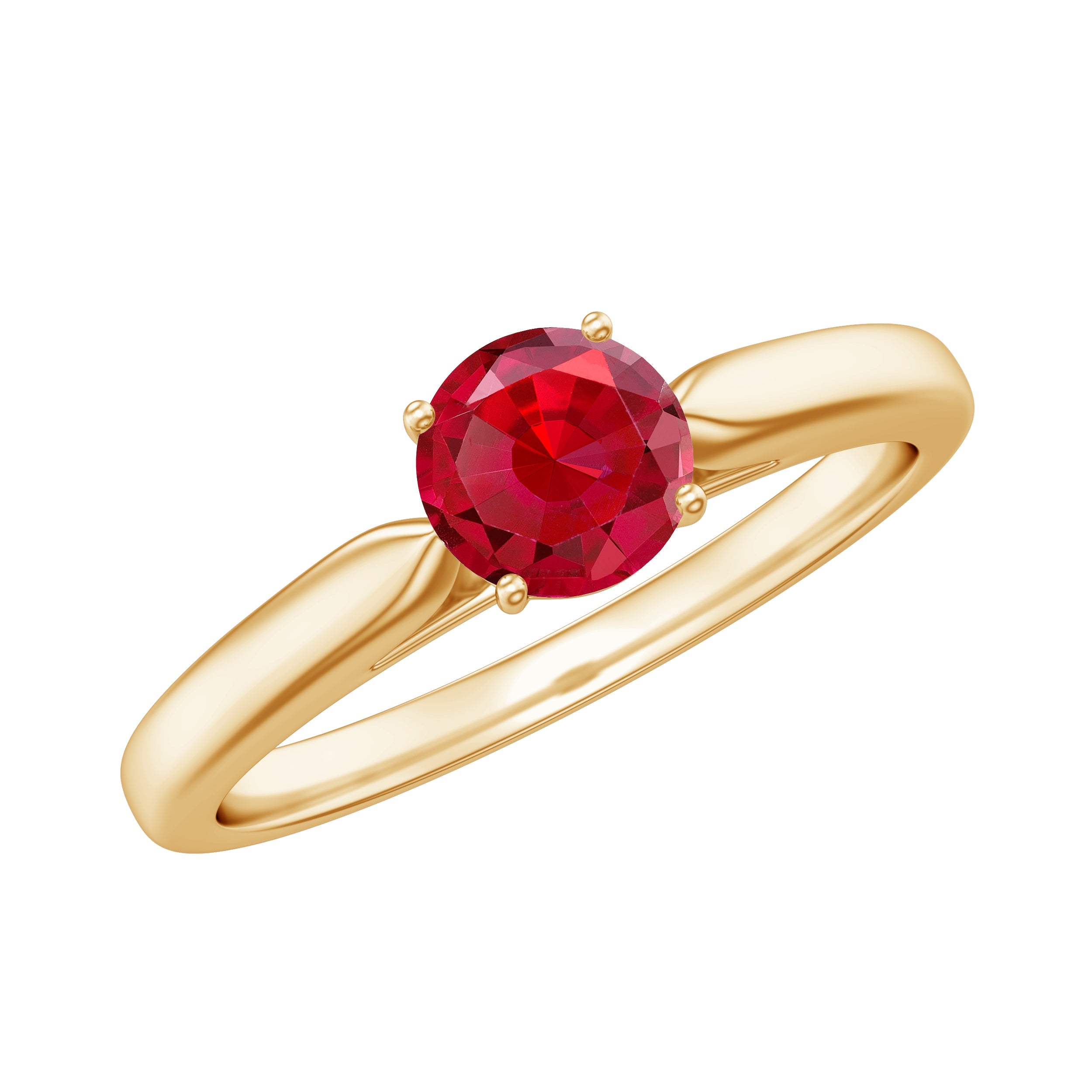 Lab Made Ruby Ring – Solitaire Promise Ring with AAAA Quality Red Gemstone