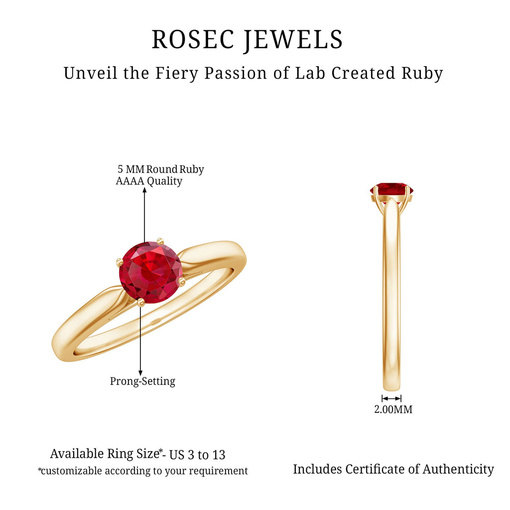 Solitaire Lab Made Ruby Promise Ring with Certificate