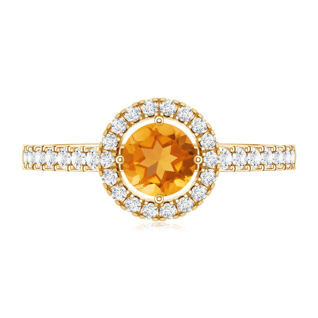 Minimalist Citrine Diamond Engagement Ring with Halo
