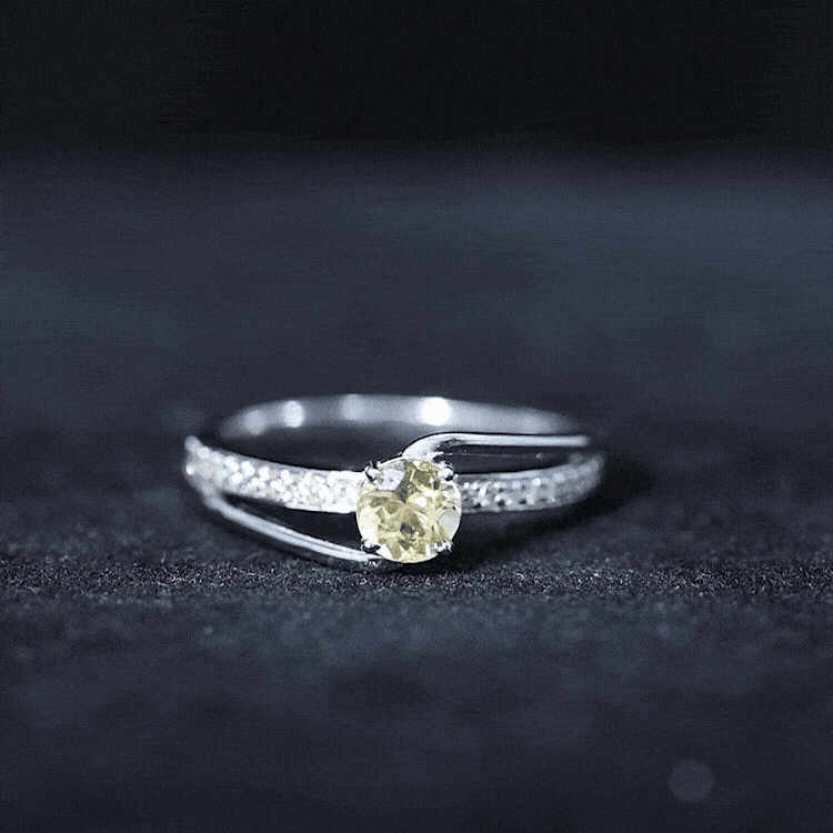 Citrine Engagement Ring – Natural Diamond Bypass Shank Design, Comfortable Daily Wear