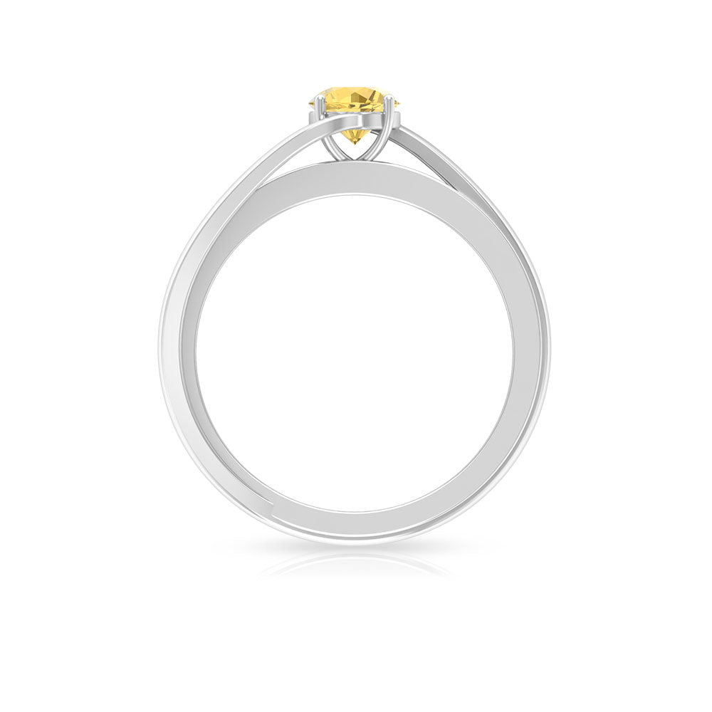 Citrine Engagement Ring – Natural Diamond Bypass Shank Design, Comfortable Daily Wear