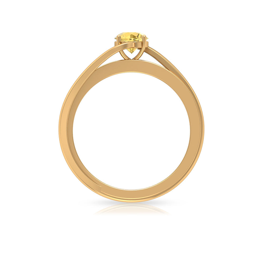 Citrine Engagement Ring – Natural Diamond Bypass Shank Design, Comfortable Daily Wear