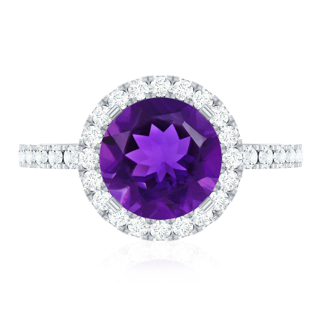 Certified Real 2 Carat Amethyst Engagement Ring with Moissanite Halo