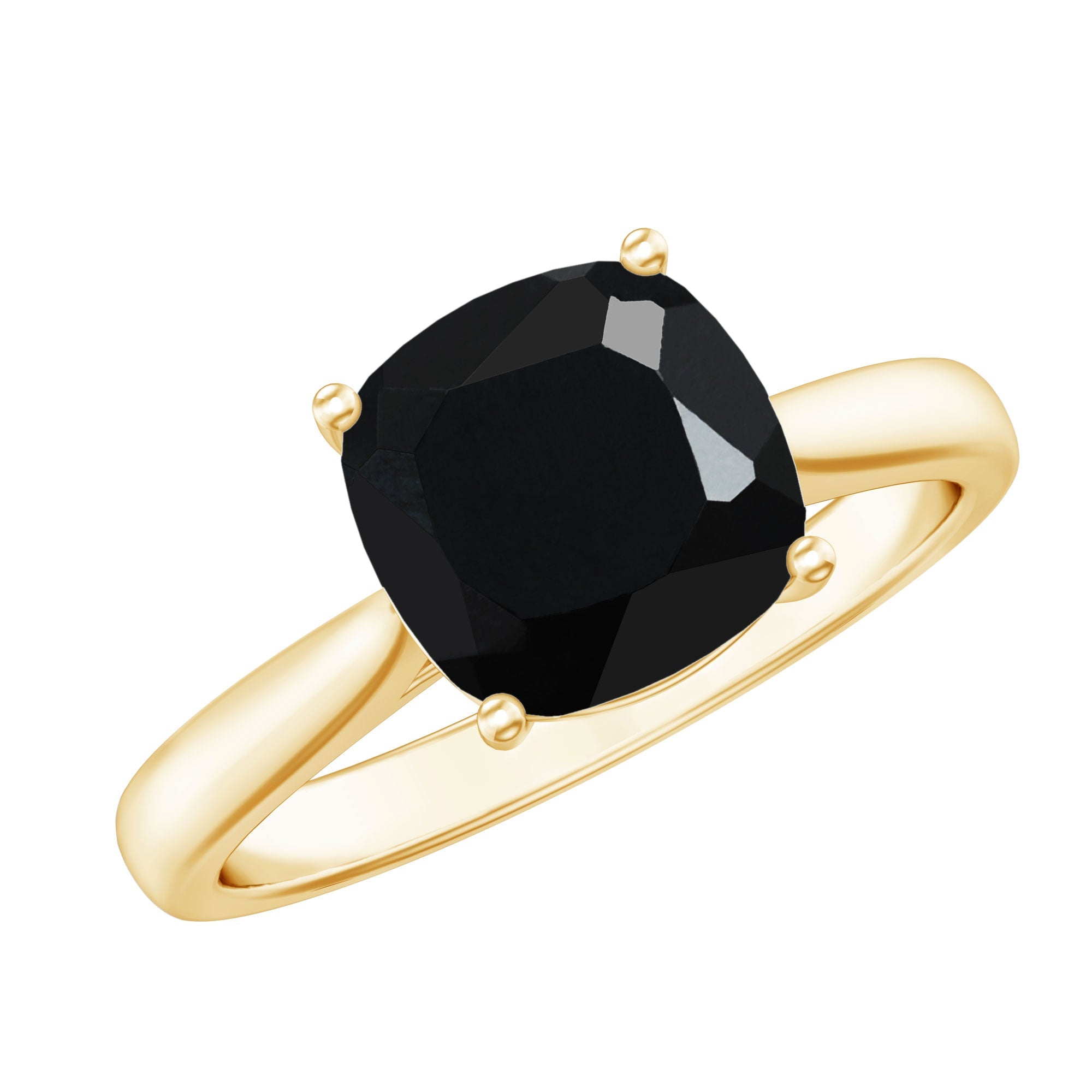 2 Carat Cushion Cut Black Onyx Solitaire Engagement Ring