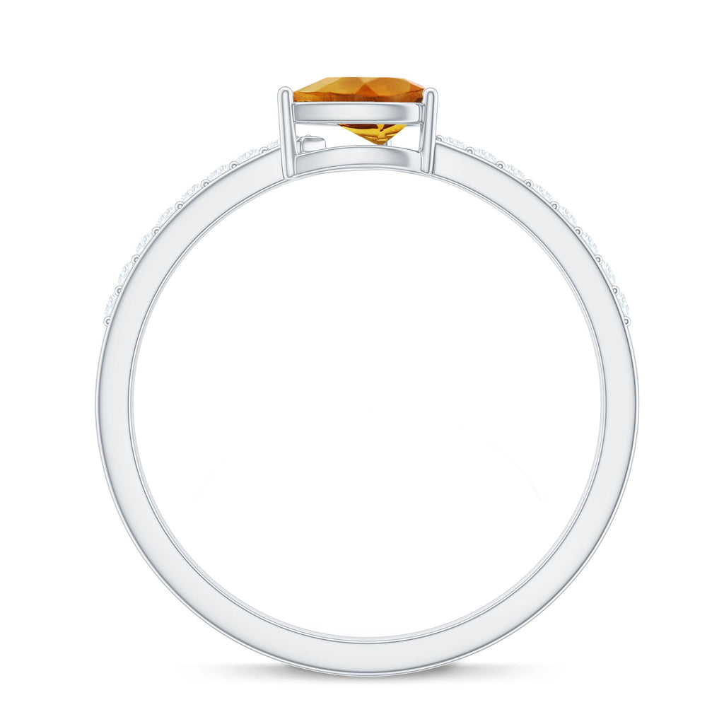 Pear Shape Citrine Ring – Elegant AAA Quality Engagement Band With Diamond Accents