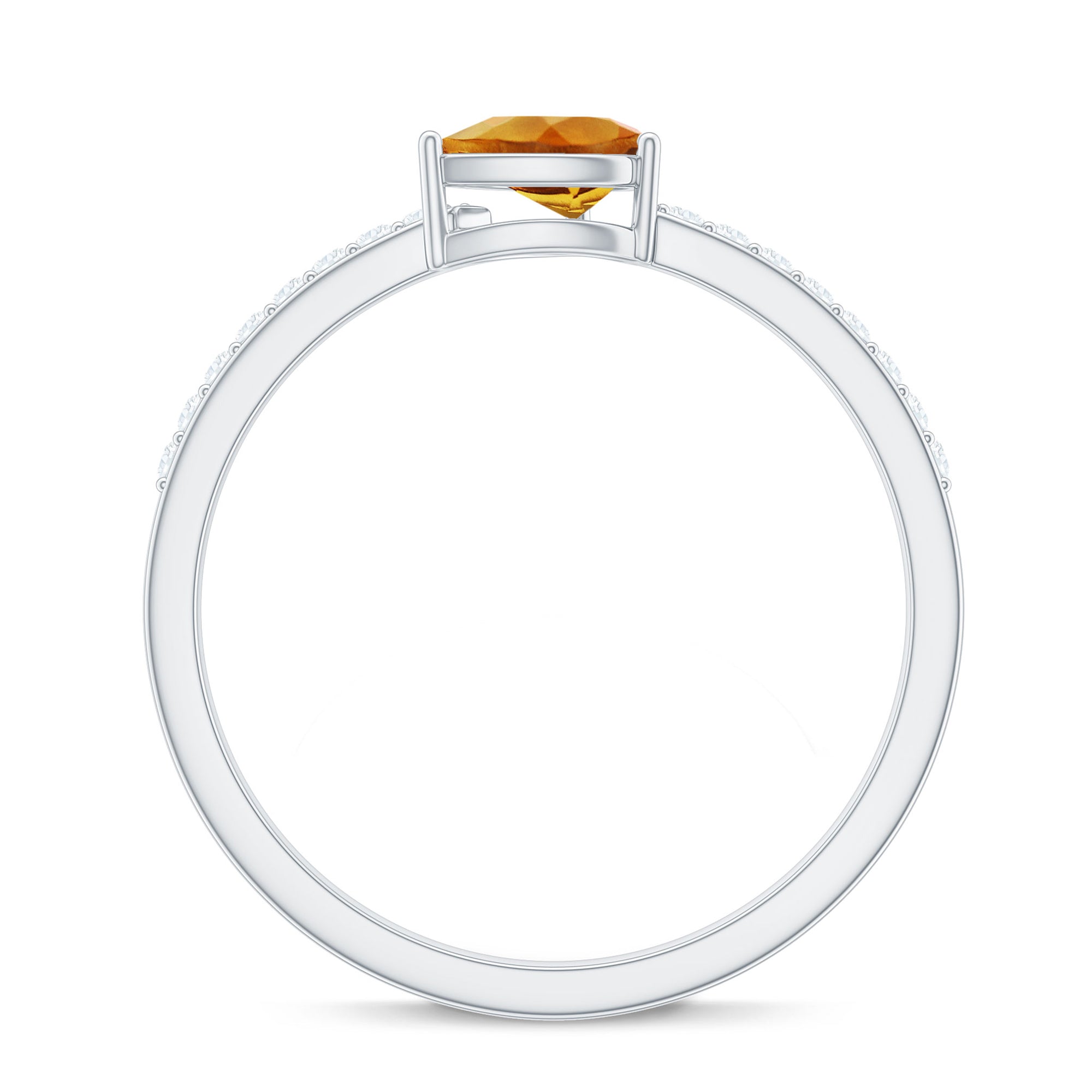 Pear Shape Citrine Ring – Elegant AAA Quality Engagement Band With Diamond Accents