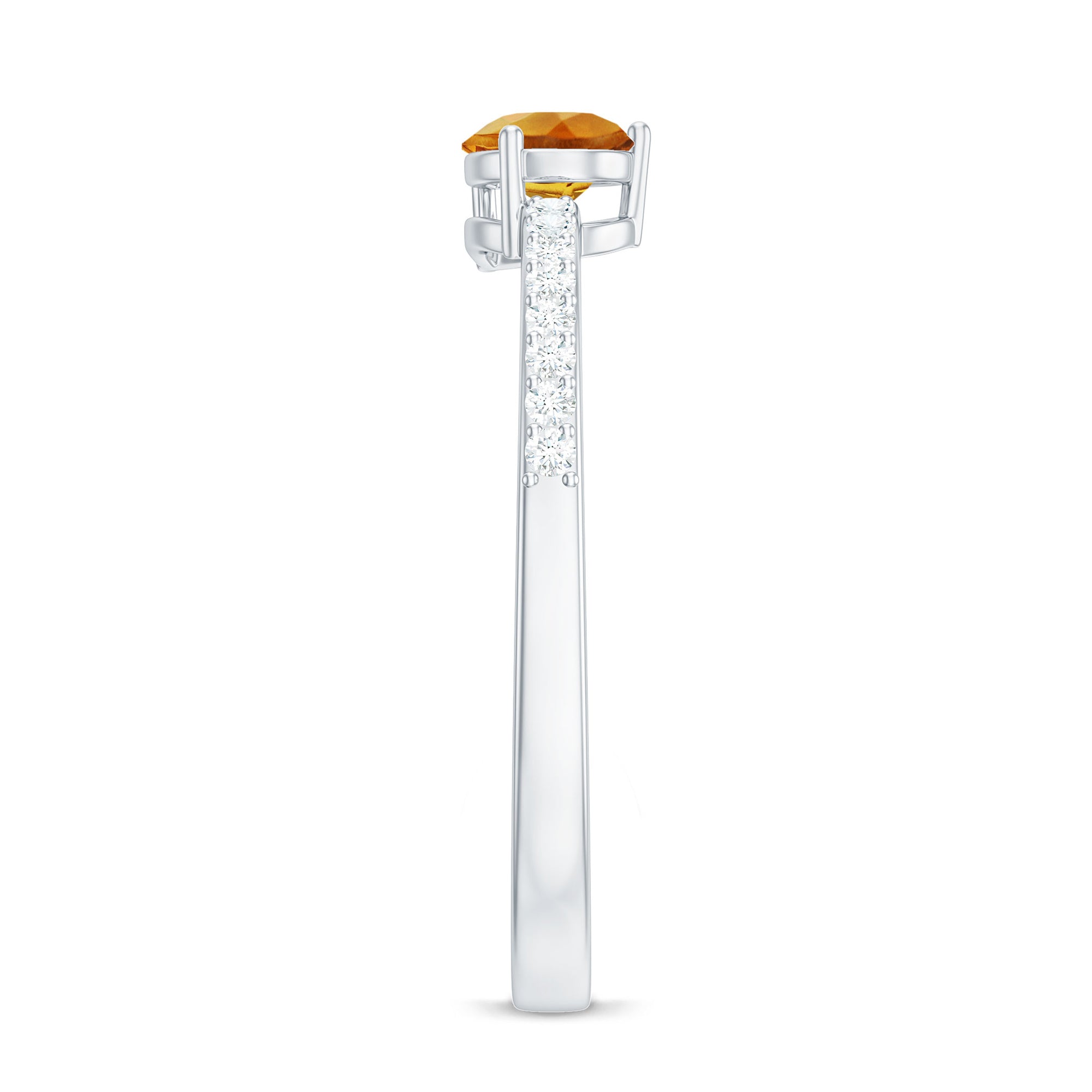 Pear Shape Citrine Ring – Elegant AAA Quality Engagement Band With Diamond Accents