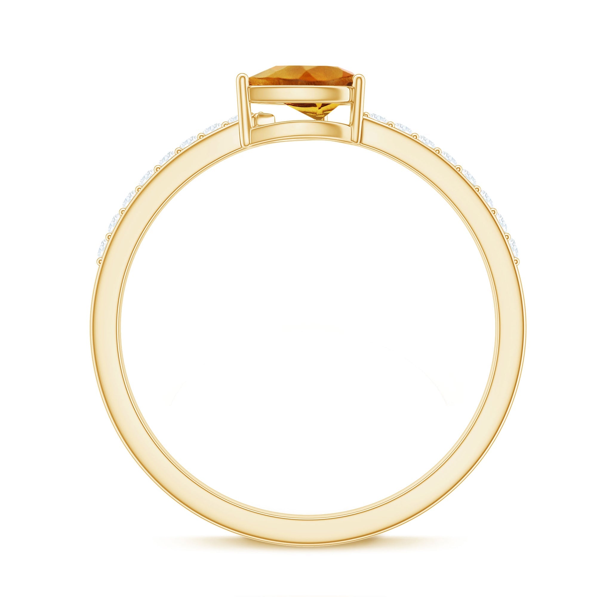 Pear Shape Citrine Ring – Elegant AAA Quality Engagement Band With Diamond Accents