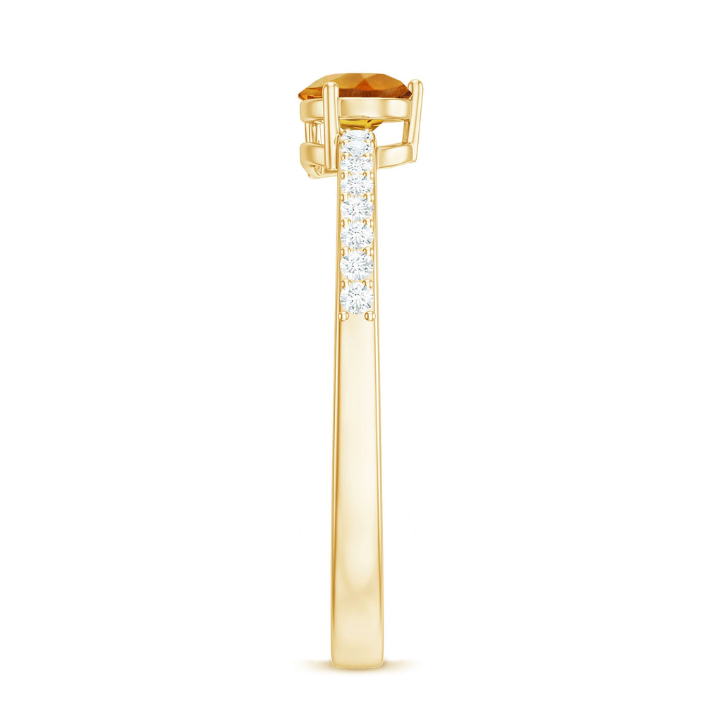Pear Shape Citrine Ring – Elegant AAA Quality Engagement Band With Diamond Accents