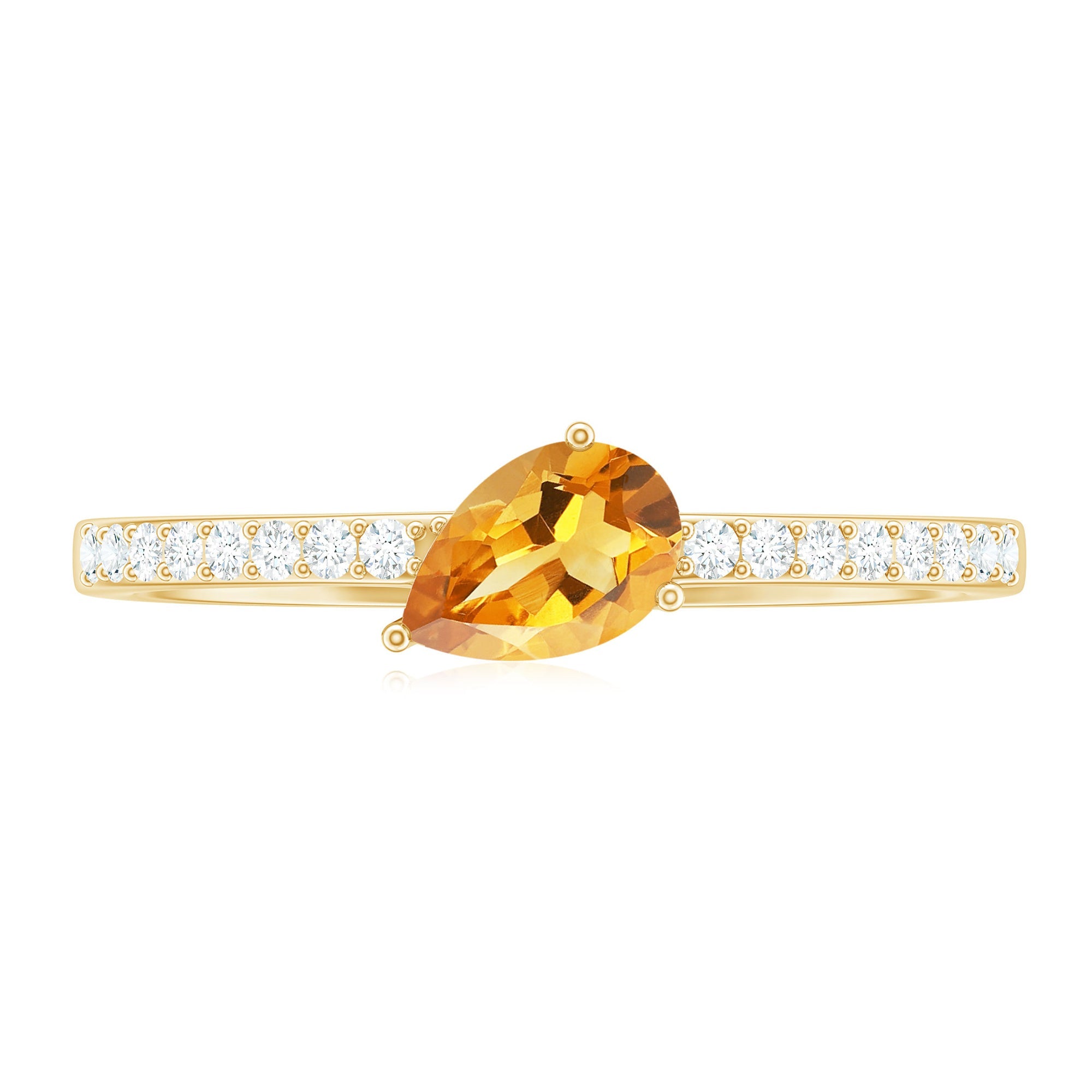 Pear Shape Citrine Ring – Elegant AAA Quality Engagement Band With Diamond Accents
