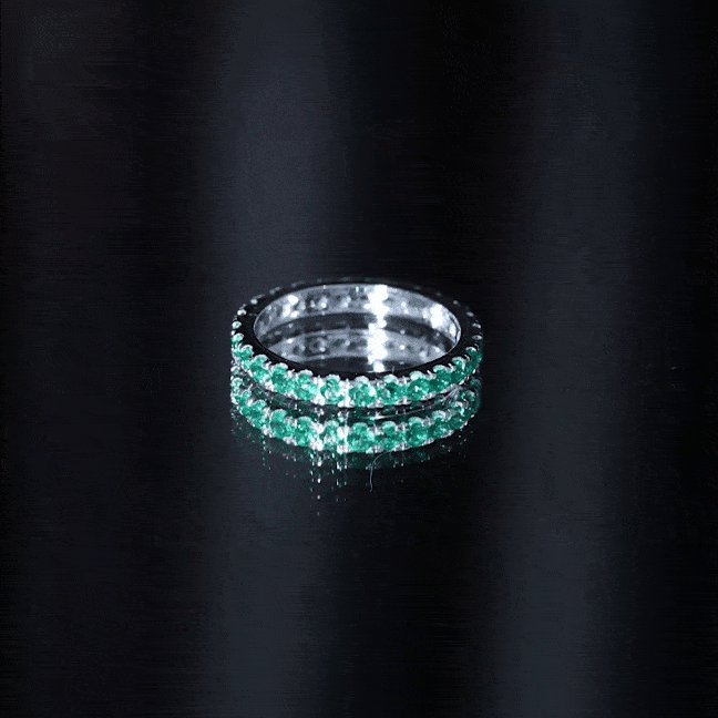 Lab Grown Emerald Ring – Stackable Eternity Style Band with AAAA Quality Green Gemstone