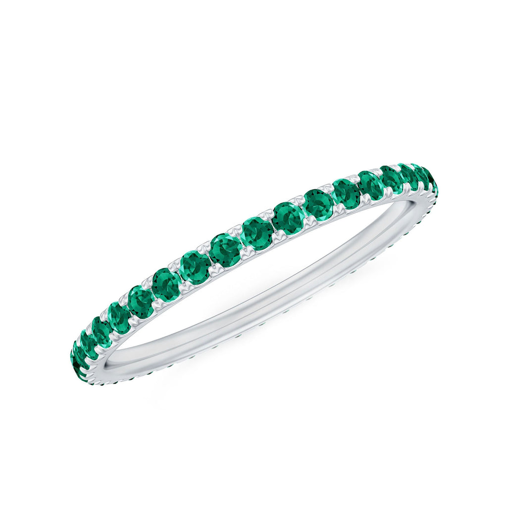 Lab Grown Emerald Ring – Stackable Eternity Style Band with AAAA Quality Green Gemstone