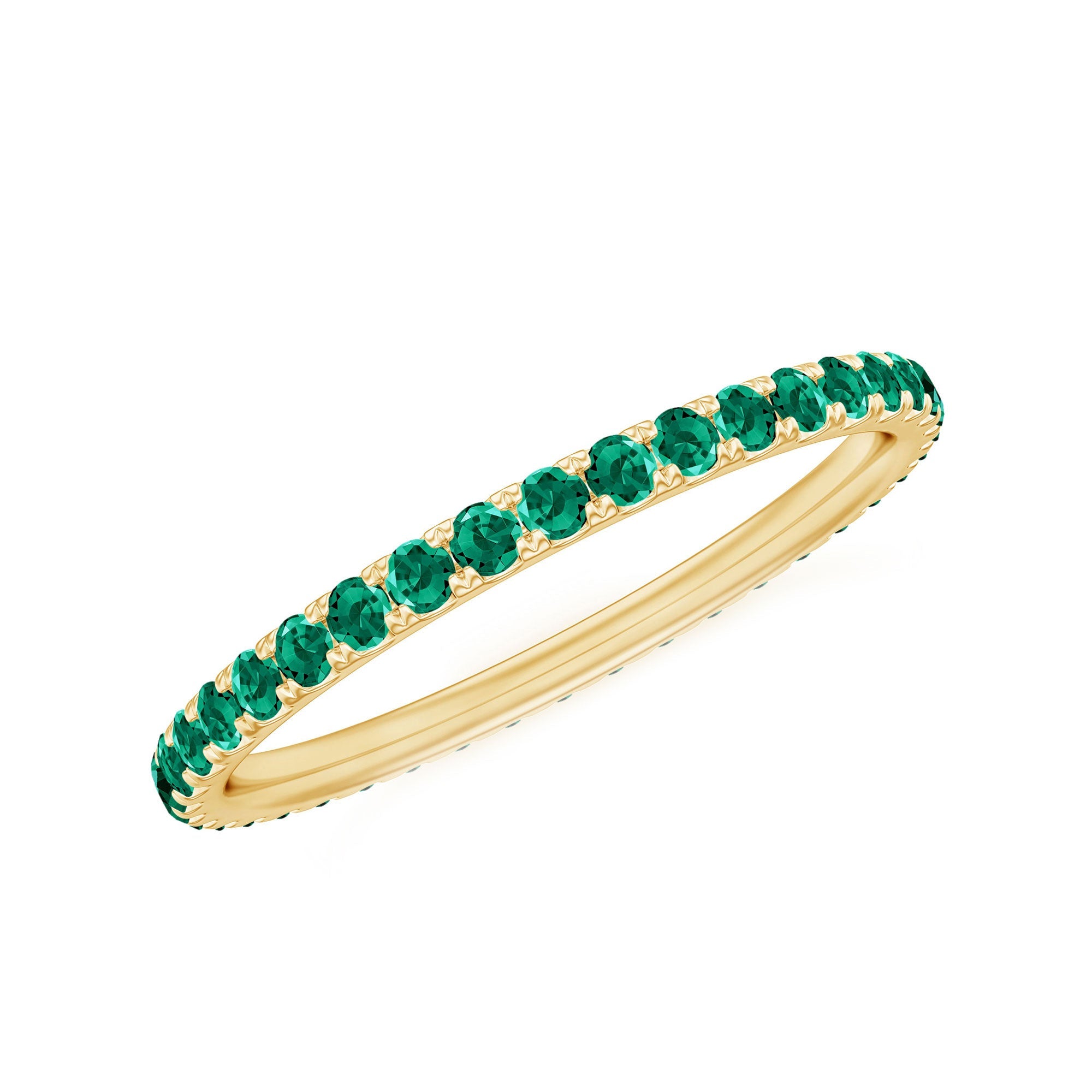 Lab Grown Emerald Ring – Stackable Eternity Style Band with AAAA Quality Green Gemstone