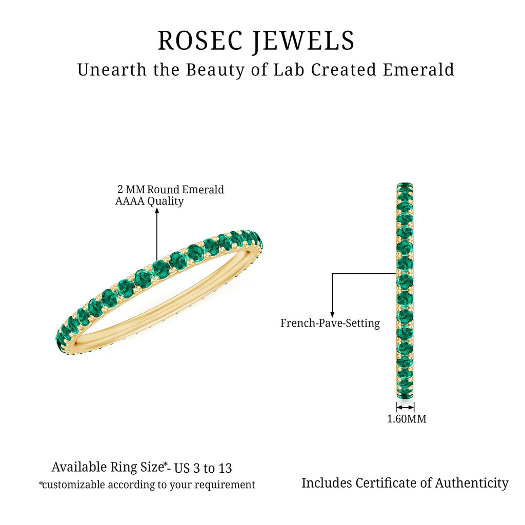 Lab Grown Emerald Ring – Stackable Eternity Style Band with AAAA Quality Green Gemstone
