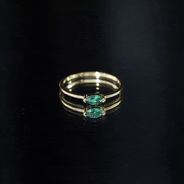 Lab Grown Emerald Ring – 4x8 MM Marquise East West Style Rose Gold Band