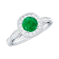Emerald Engagement Ring – Vintage Style Jewelry With Diamond Halo Setting