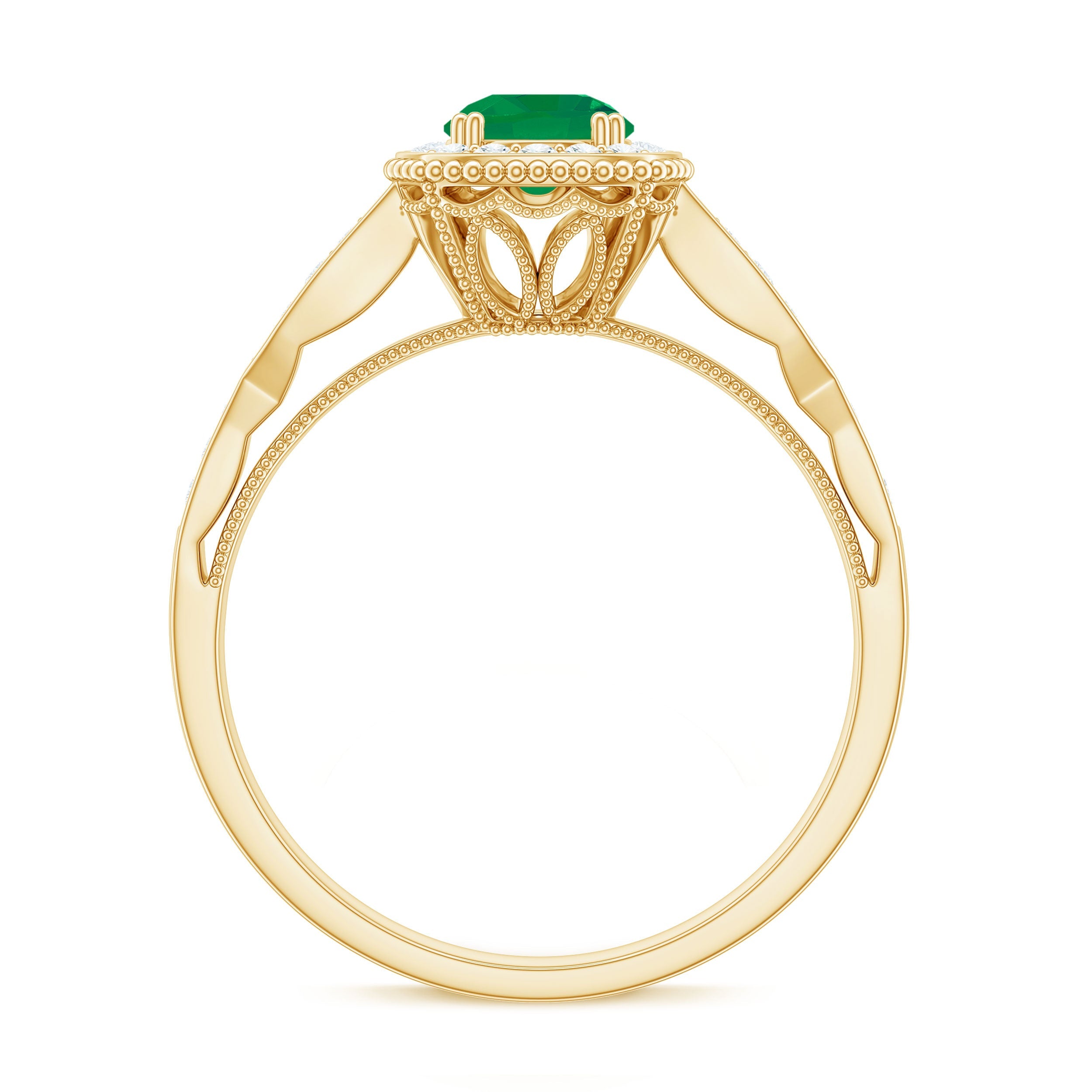 Emerald Engagement Ring – Vintage Style Jewelry With Diamond Halo Setting