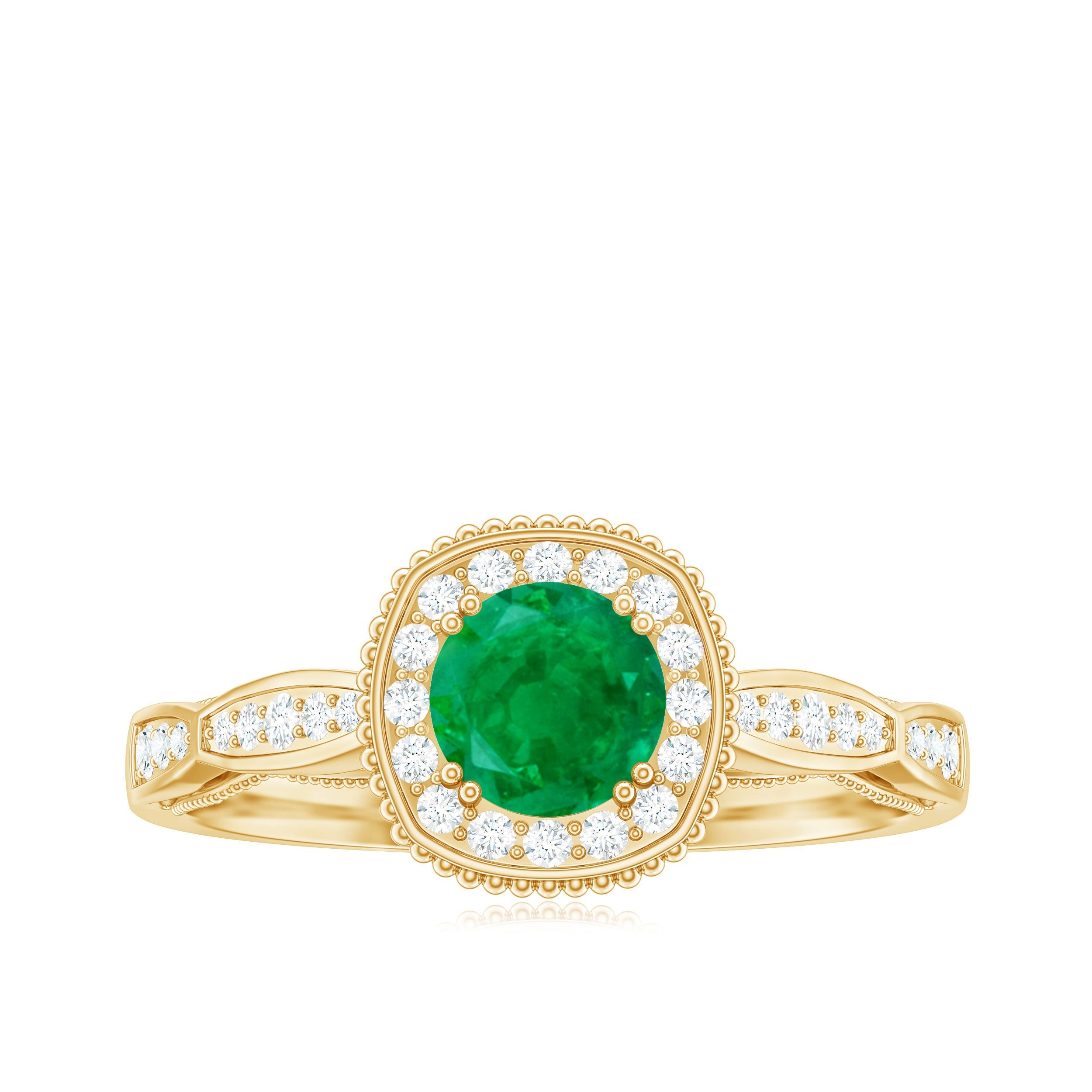 Emerald Engagement Ring – Vintage Style Jewelry With Diamond Halo Setting